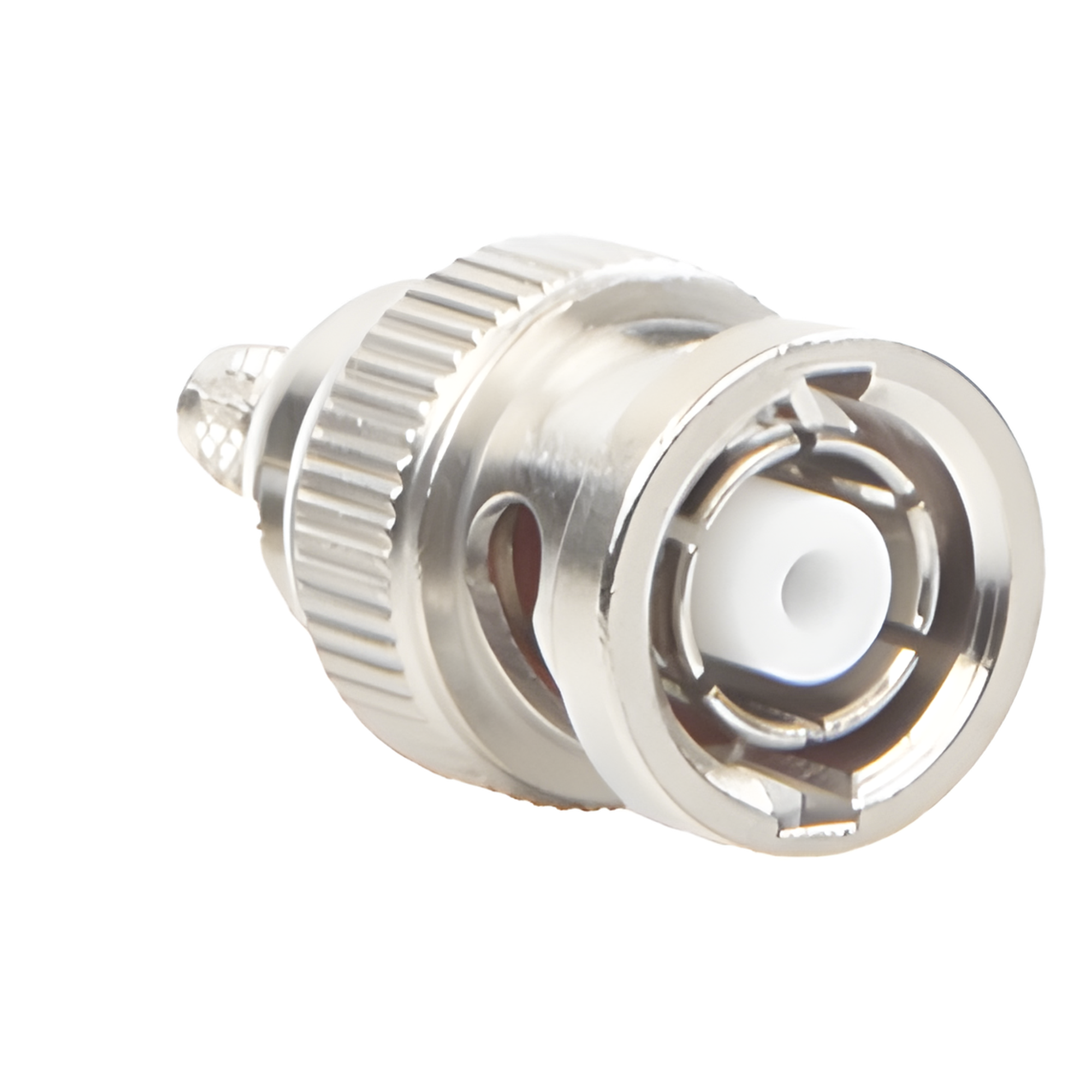 Conector BNC Macho Inverso / Anillo Plegable / Bronce Niquelado / Contacto Oro / Teflón / RG-58/U / RG-142/U — RF INDUSTRIES,LTD · SKU RP-1106-C