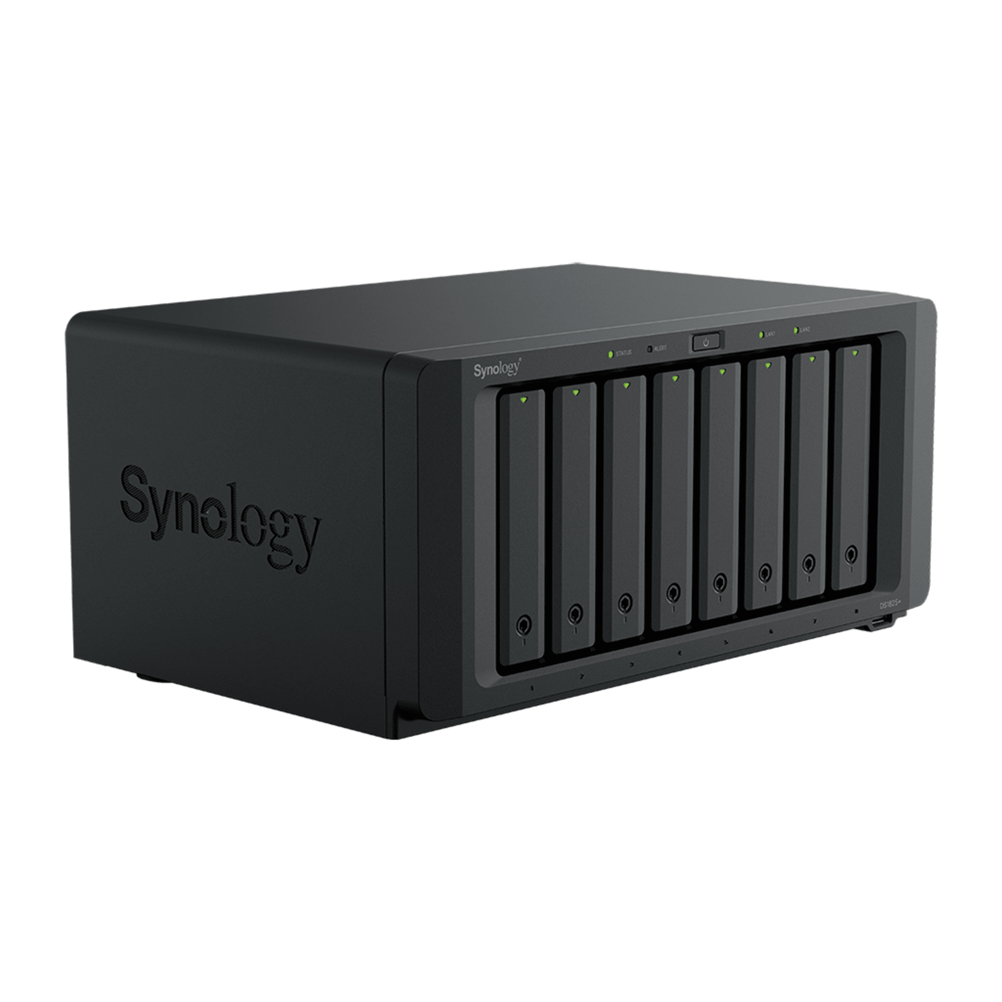 NAS DiskStation DS1825+ | 8 Bahías | AMD Ryzen V1500B | 8 GB DDR4 ECC | Hasta 2,239 MB/s Lectura | 2 Puertos 2.5GbE | Expansión PCIe 3.0 | Compatible con 10GbE y 25GbE | Caché SSD M.2 | Synology DSM.