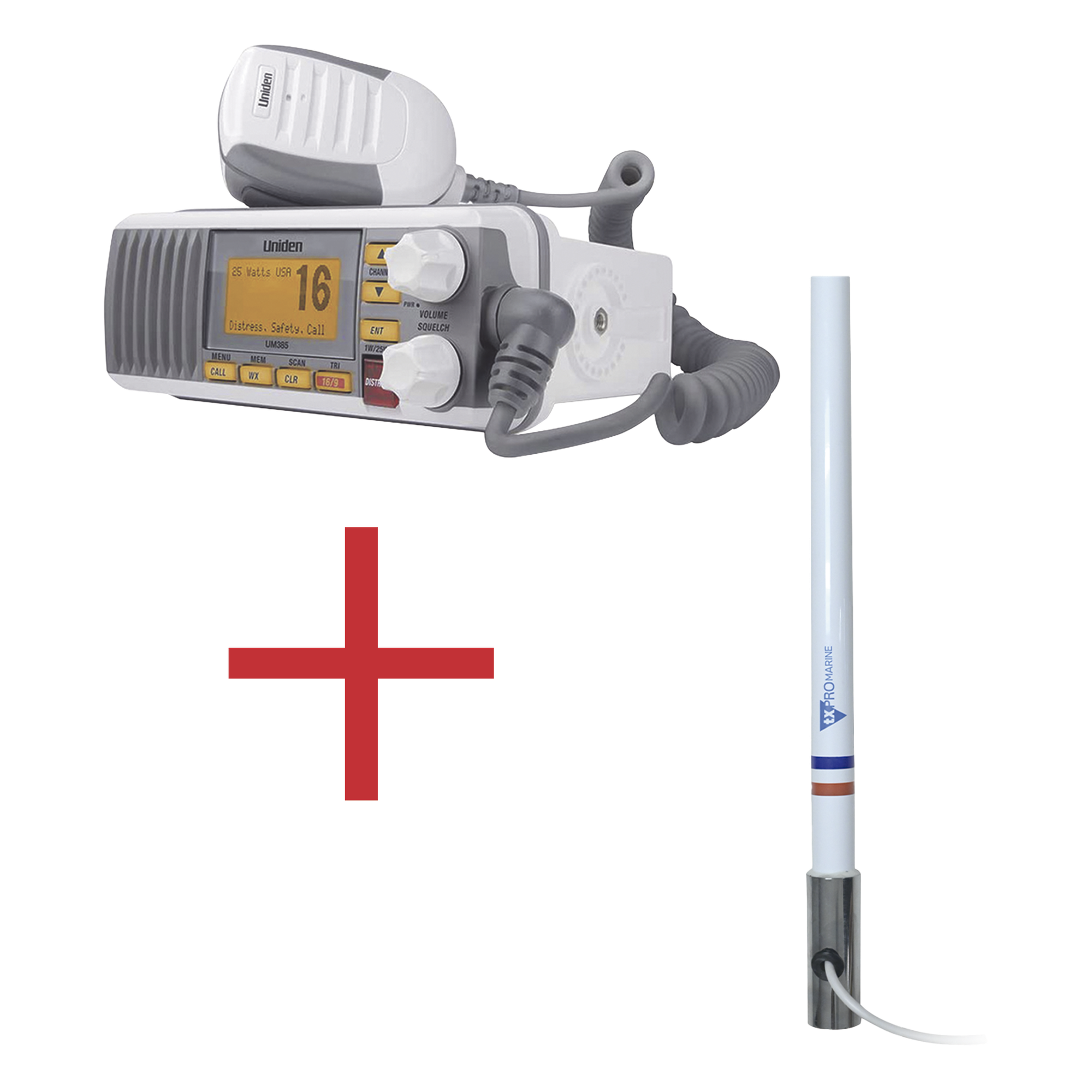 Kit de radio marina VHF / 156-163 MHz / Antena 2.4 m (7.9 ft) / 25 W / IPX4 / GPS integrado