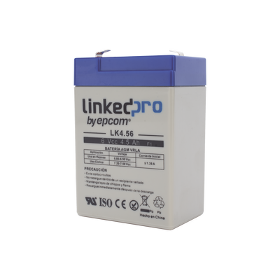 Batería de respaldo 6 V | 4.5 Ah | AGM | Especial para Seguridad Electrónica | UPS  | Sistemas de Emergencia  | Vida útil 5 años | Terminales F1  + Adaptador F2