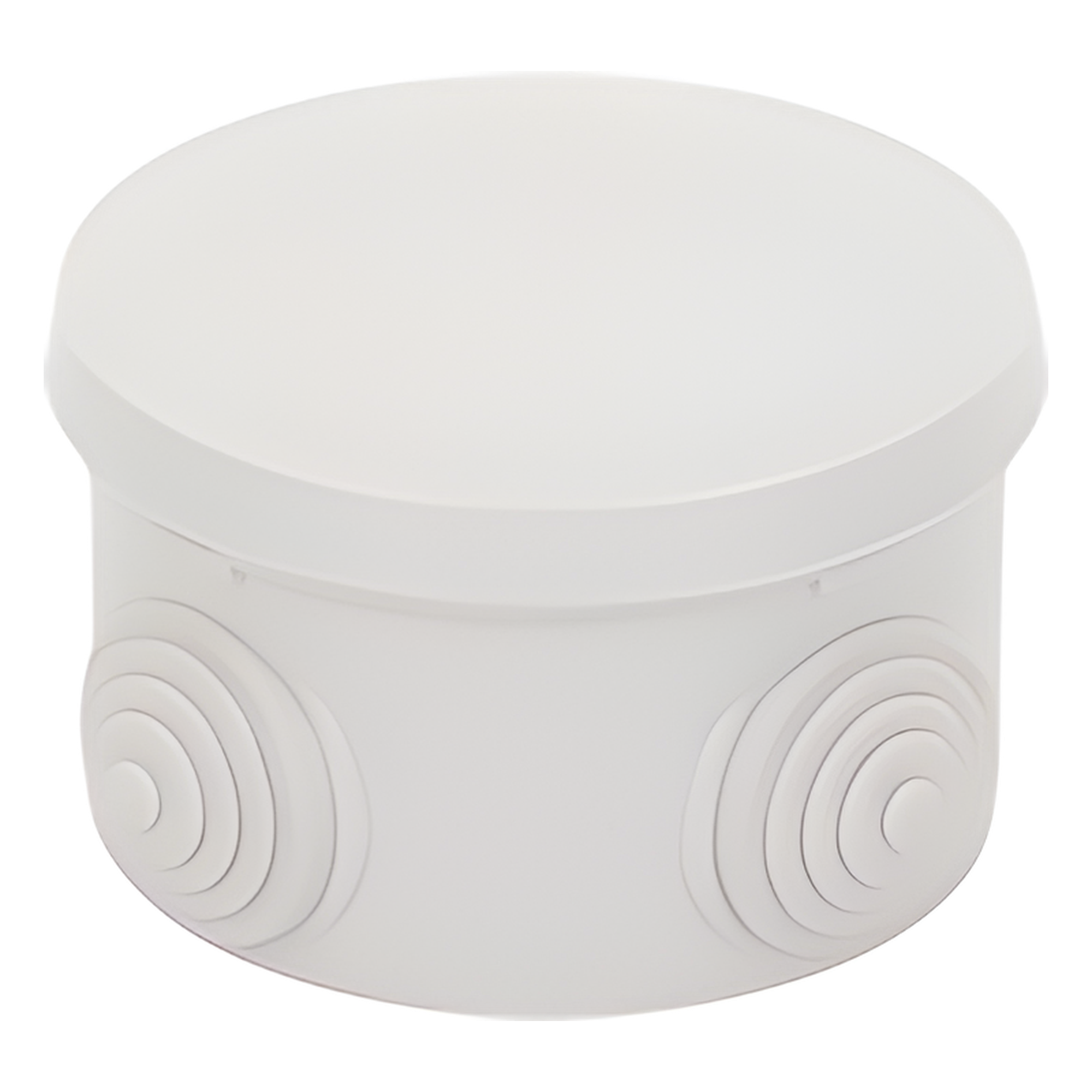 Caja Derivación-Conexión de Plástico Circular con 4 Glándulas de Goma (70 diámetro X 48 alto mm). Para Instalaciones Comerciales,  Residenciales e Industriales. Cerrado a Presión. 