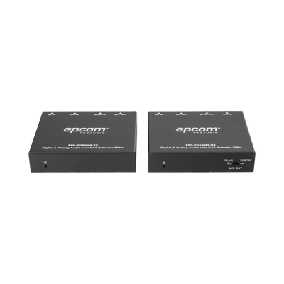 Extensor de Audio IP / Transmisión 300 m (984.3 ft) / Digital Óptico y Analógico / 48/96/192 kHz / 24 bits / PoC Bidireccional / Plug-and-Play — EPCOM PROAUDIO · SKU EPC-EDA300S