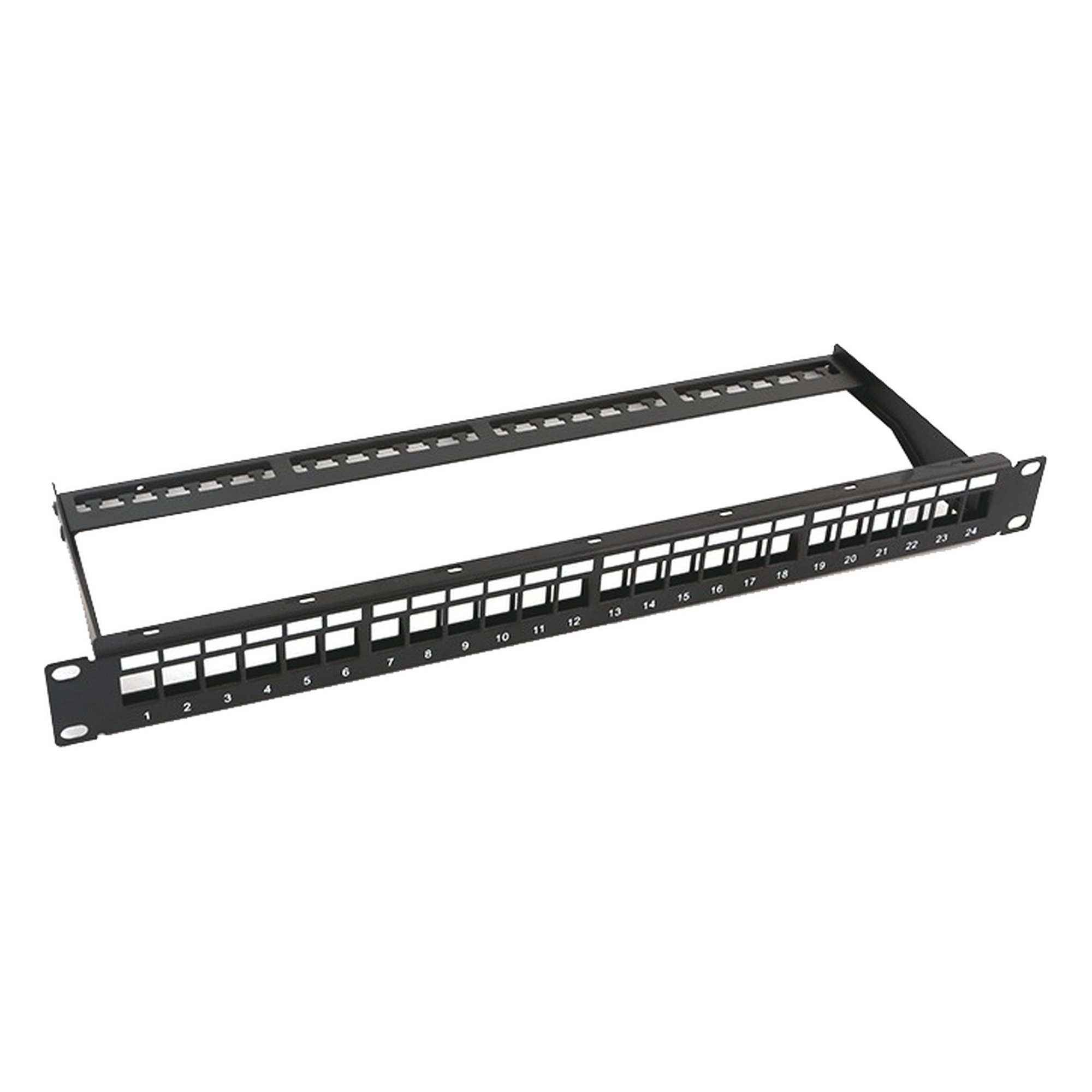 Patch Panel / 24 Puertos / 1U Rack / Acero al Carbono / Barra Organizadora / 19" — LINKEDPRO BY EPCOM · SKU LP-PP-23-UTP-BK-24P