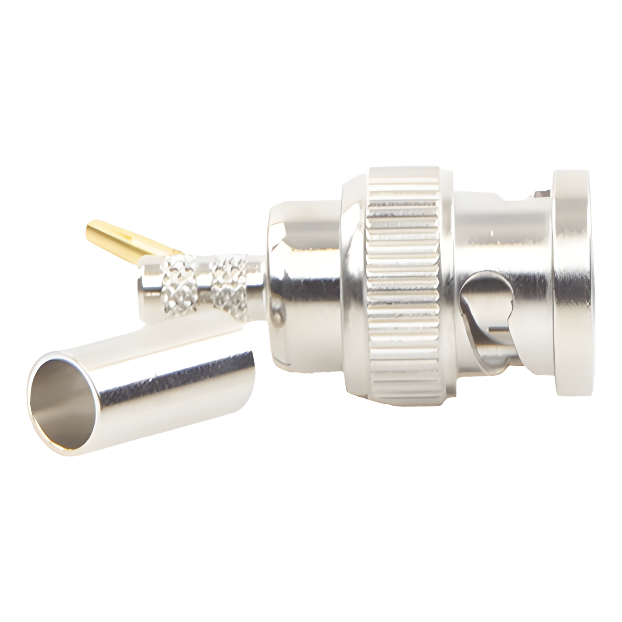 Conector BNC Macho Inverso / Anillo Plegable / Bronce Niquelado / Contacto Oro / Teflón / RG-58/U / RG-142/U