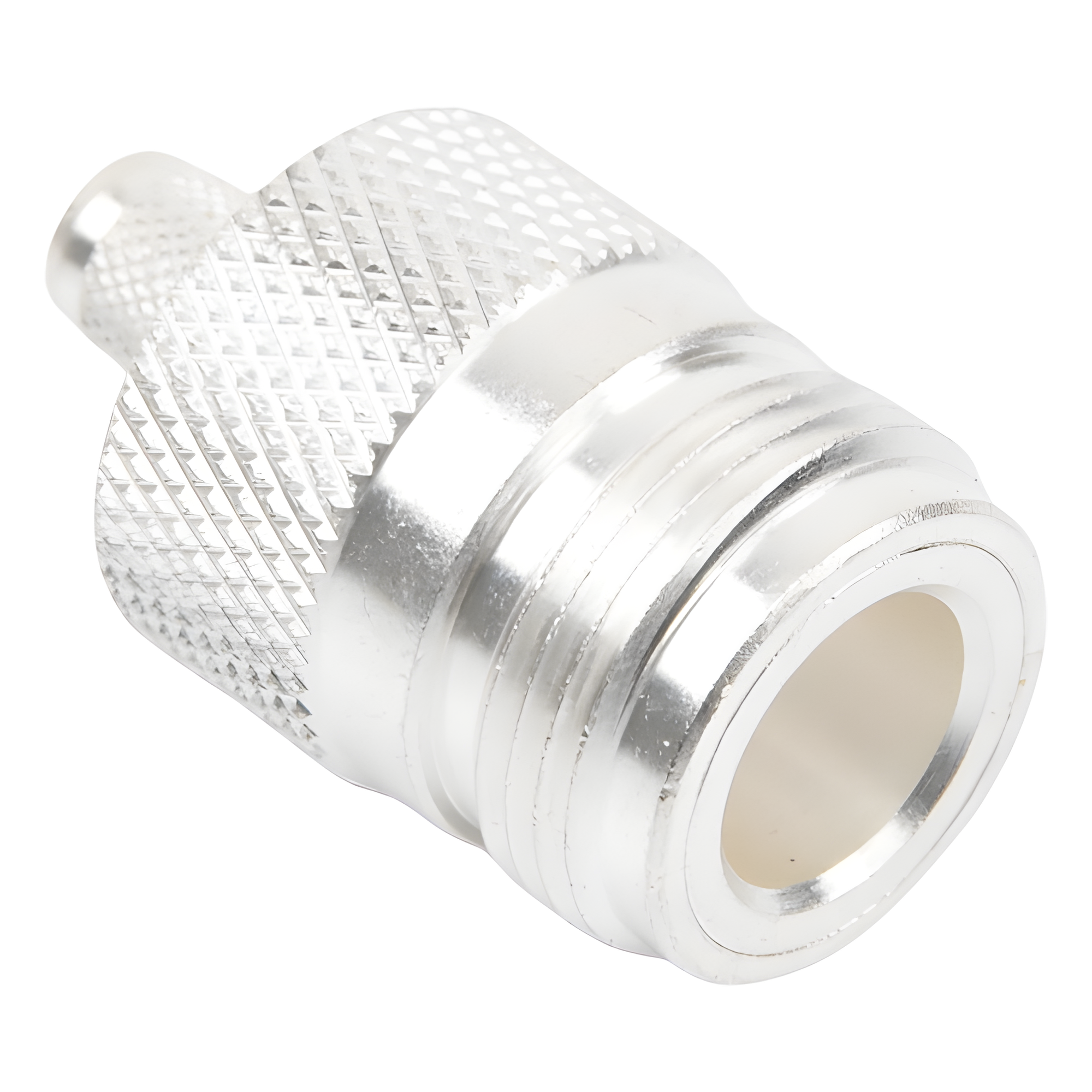 Conector Coaxial N Hembra / Anillo Plegable / Cables LMR-240, RG-8/X, 9258 / Bronce Niquelado / Contacto Oro / Aislante Teflón