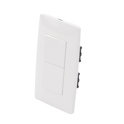 Apagador Escalera Doble de 10 A/ 127 V CA ~ 60 Hz / 1 1/2 Módulos / Color Blanco.