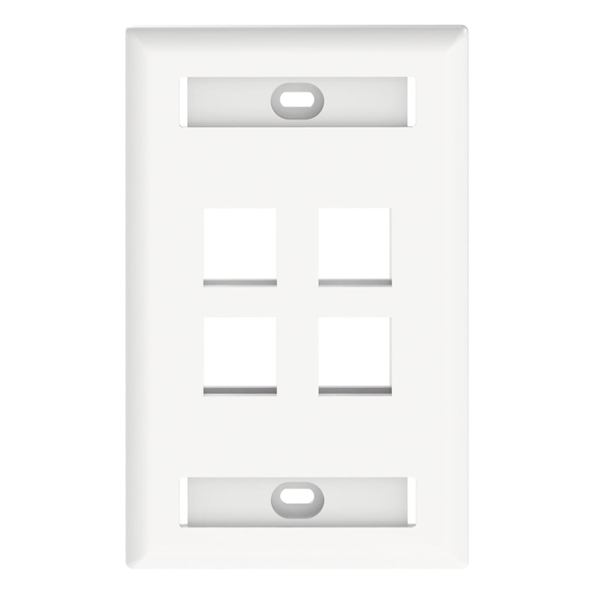 Placa de Pared Vertical / 4 Puertos Keystone / 69.8 x 114.3 mm / 2.75 x 4.5 pulg. / Con Etiquetas / Blanco — PANDUIT · SKU NK4FWHY