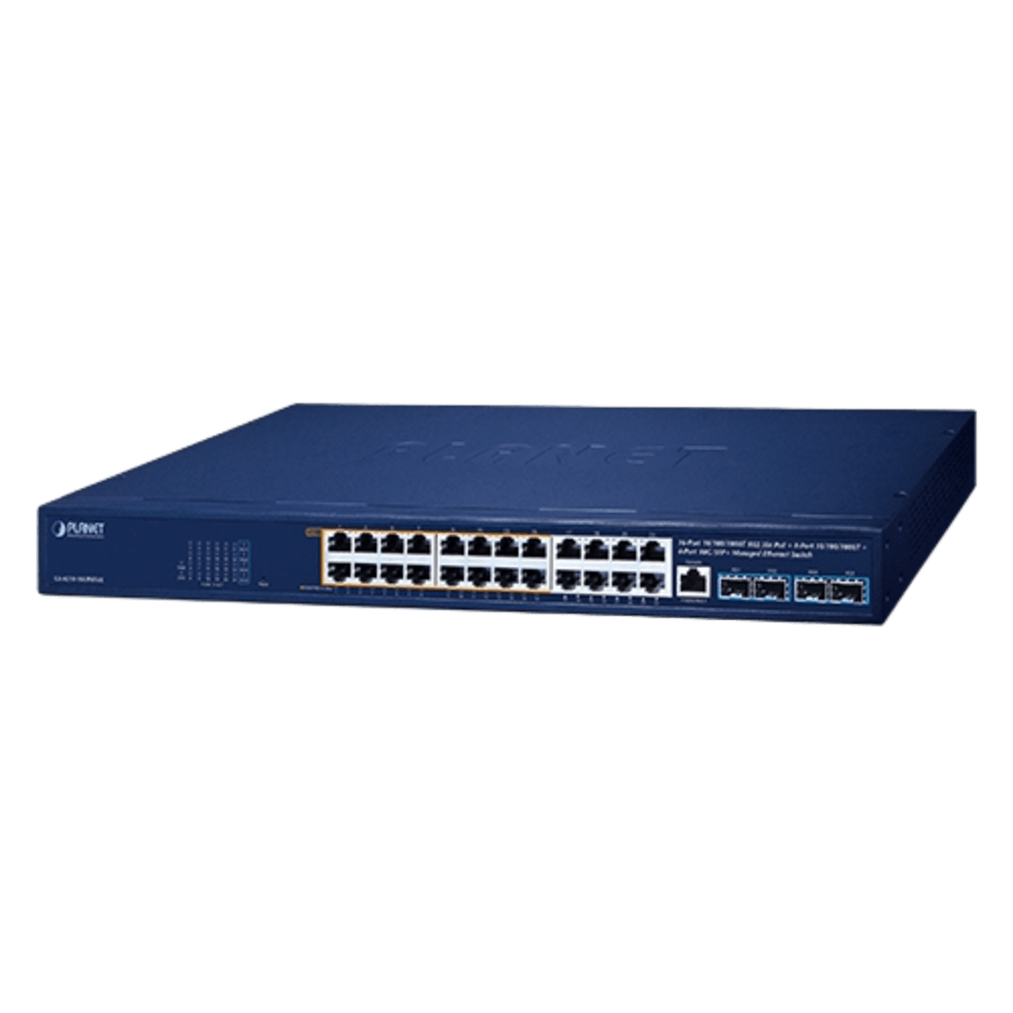 Switch Gestionado PoE++ / 16 Puertos Gigabit PoE++ 95W / 8 Puertos Gigabit / 4 Puertos 10G SFP+ / Presupuesto PoE 420W / L2/L4 / ERPS / Rack 440 mm (17.3 in) — PLANET · SKU GS-4210-16UP8T4X