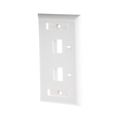 Placa de Pared de 2 Puertos, Keystone, con Espacio para Etiqueta, Color Blanco