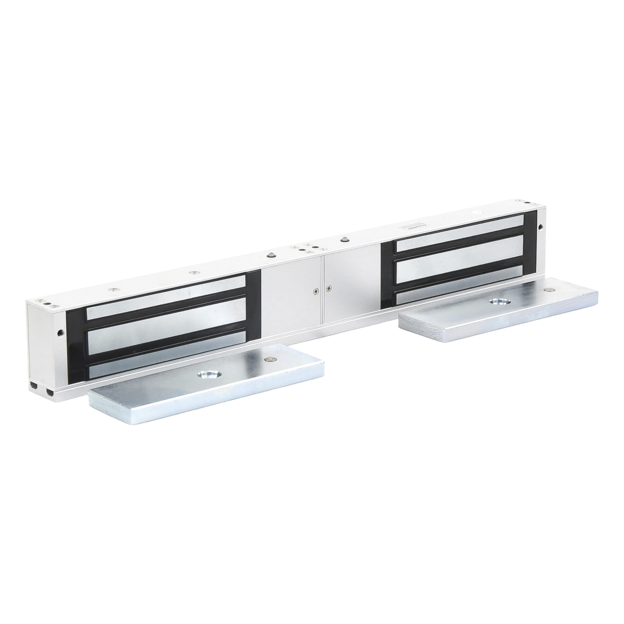 Chapa Magnética Doble para Aplicación en Puertas de Doble Hoja. 1200 lbs(x 2). LED
