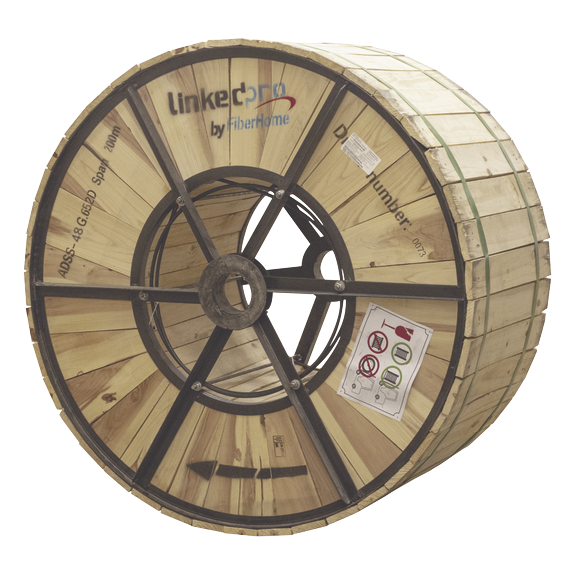 Carrete de Fibra Óptica Aérea ADSS / Monomodo G.652D / 48 Hilos / Span 200 / 4 km / 13,123 pies — LINKEDPRO BY FIBERHOME · SKU OC-ADSS-48C-S200/4KM