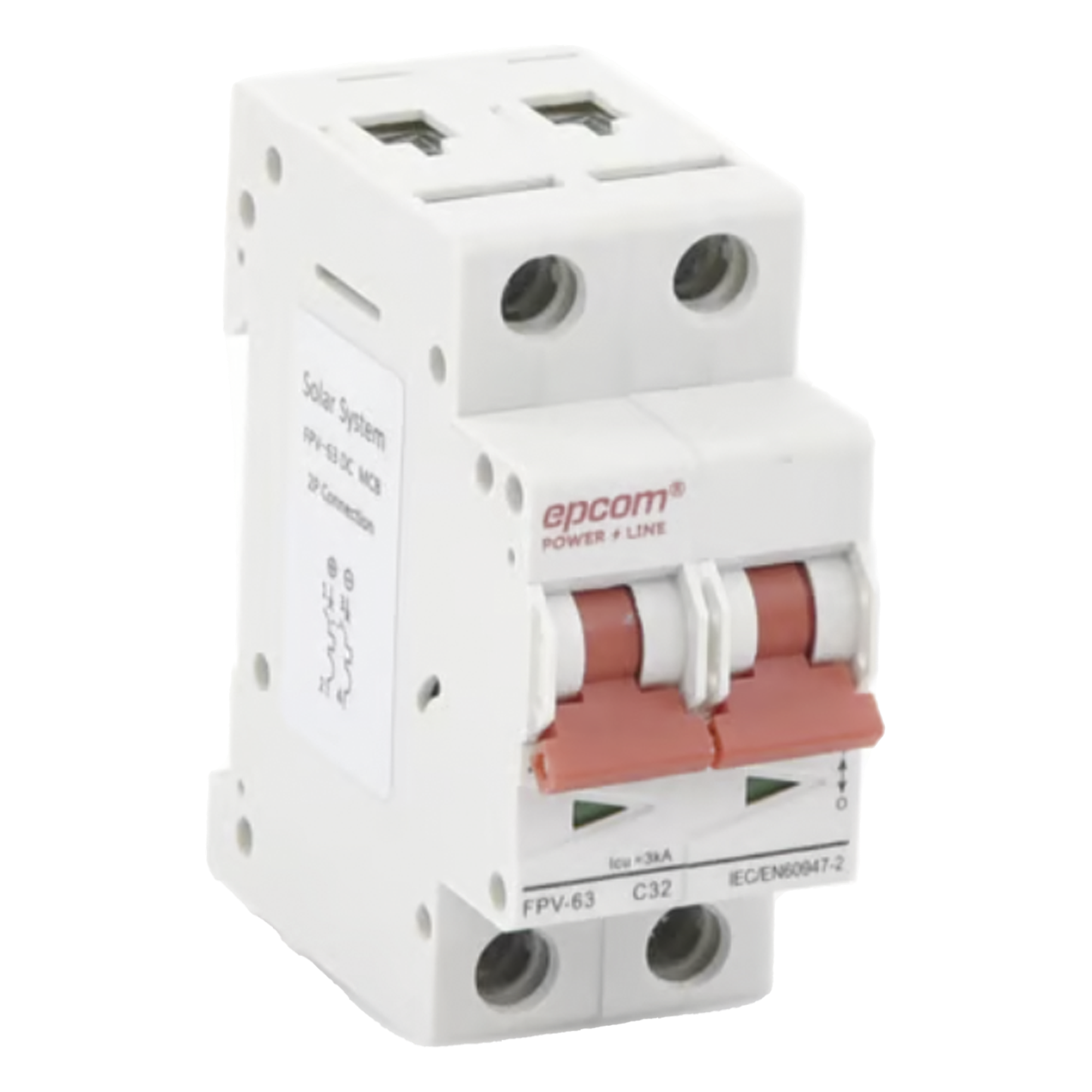 Interruptor Termomagnético DC / 2 Polos / 32 A / 800 Vcc / Curva C / 6 kA / Montaje Riel DIN — EPCOM POWERLINE · SKU FPV632PC32