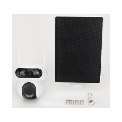 Cámara IP Solar / Doble Lente 4MP+4MP / Wi-Fi 6 / 4G LTE / Batería 10,400 mAh / Panel Solar 8W / IP65