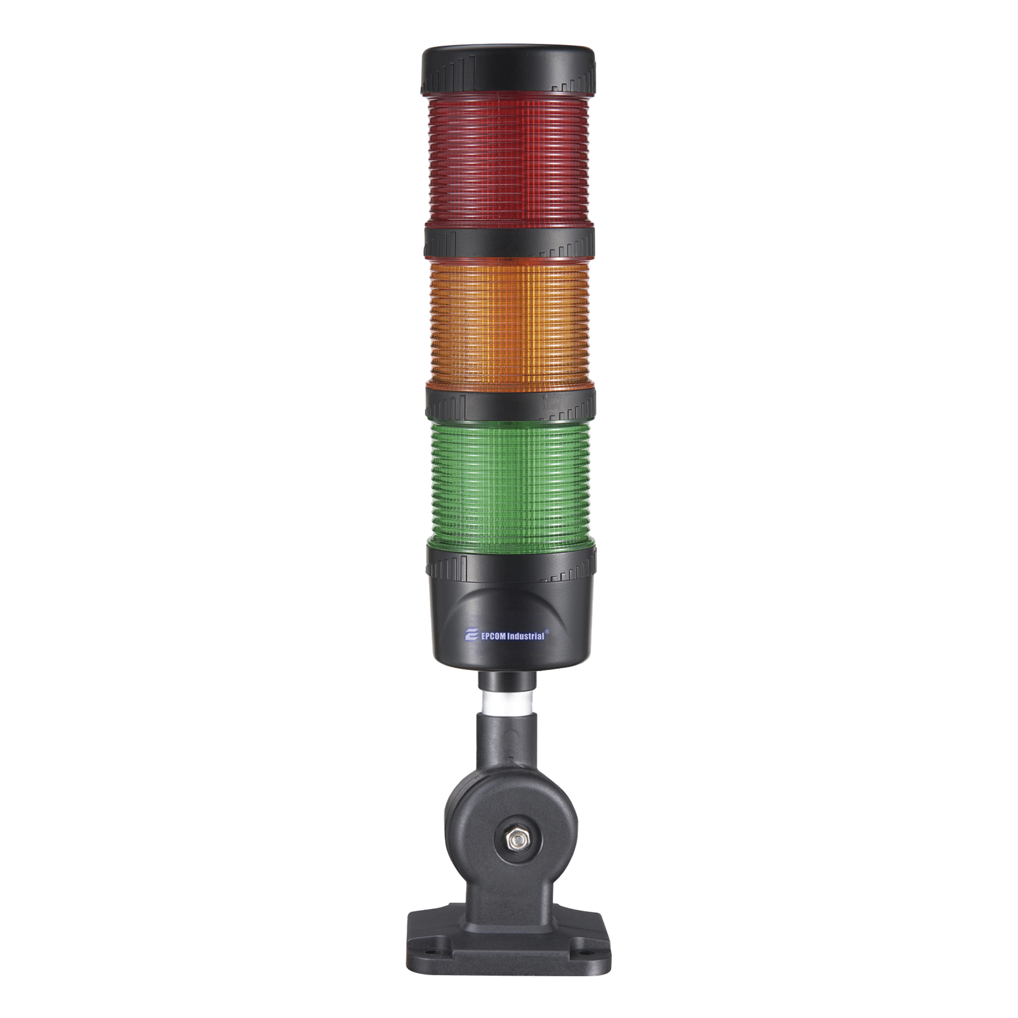 Torre Señalización LED / 3 Niveles Rojo Ámbar Verde / Buzzer 85 dB / 24 VCD / Fija o Intermitente / Base 60 mm / IP53 — EPCOM INDUSTRIAL SIGNALING · SKU EI-3-RAG-24