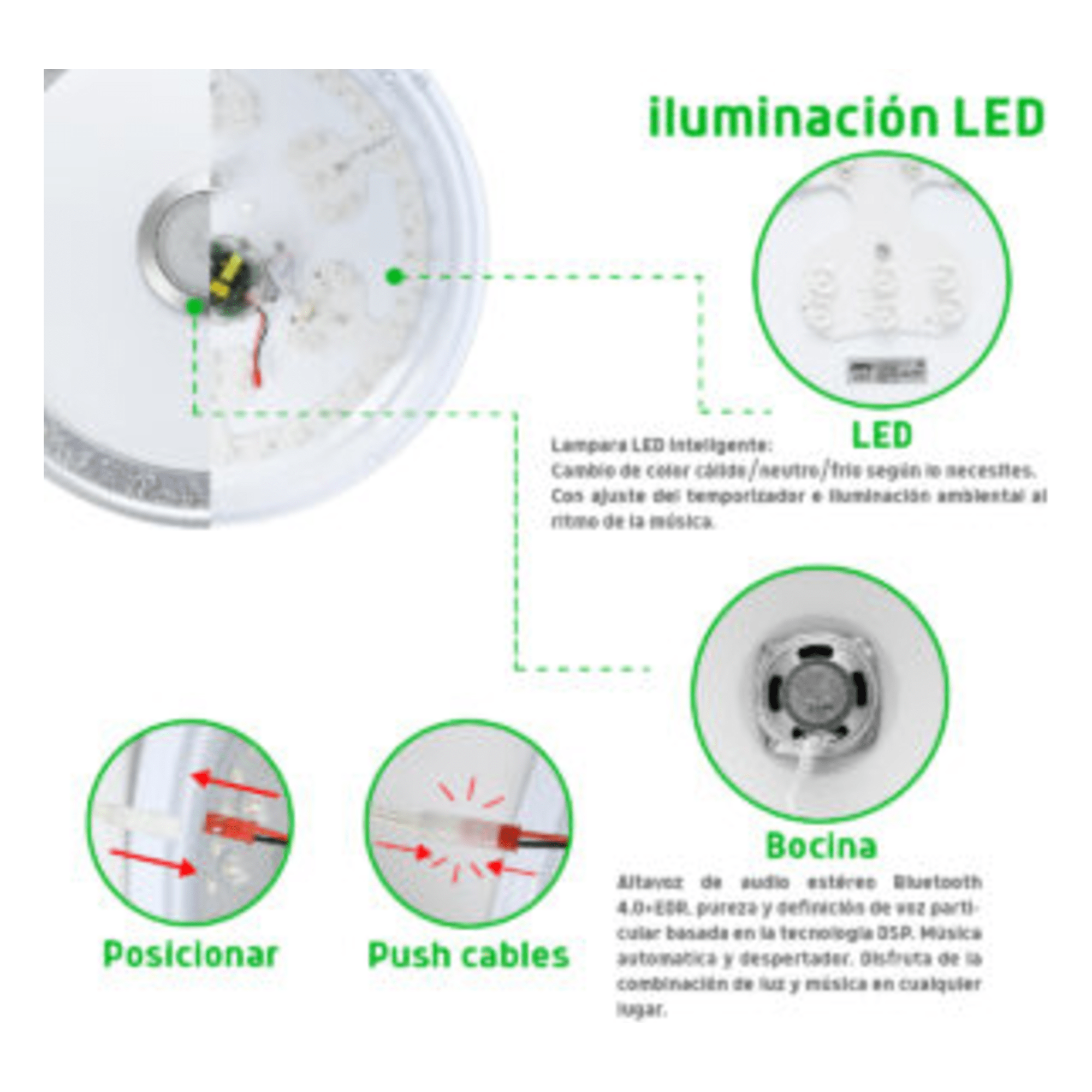 Luminario LED RGB / 40W / 3000 Lúmenes / Control Bluetooth / Temperatura Ajustable / 85-265V AC