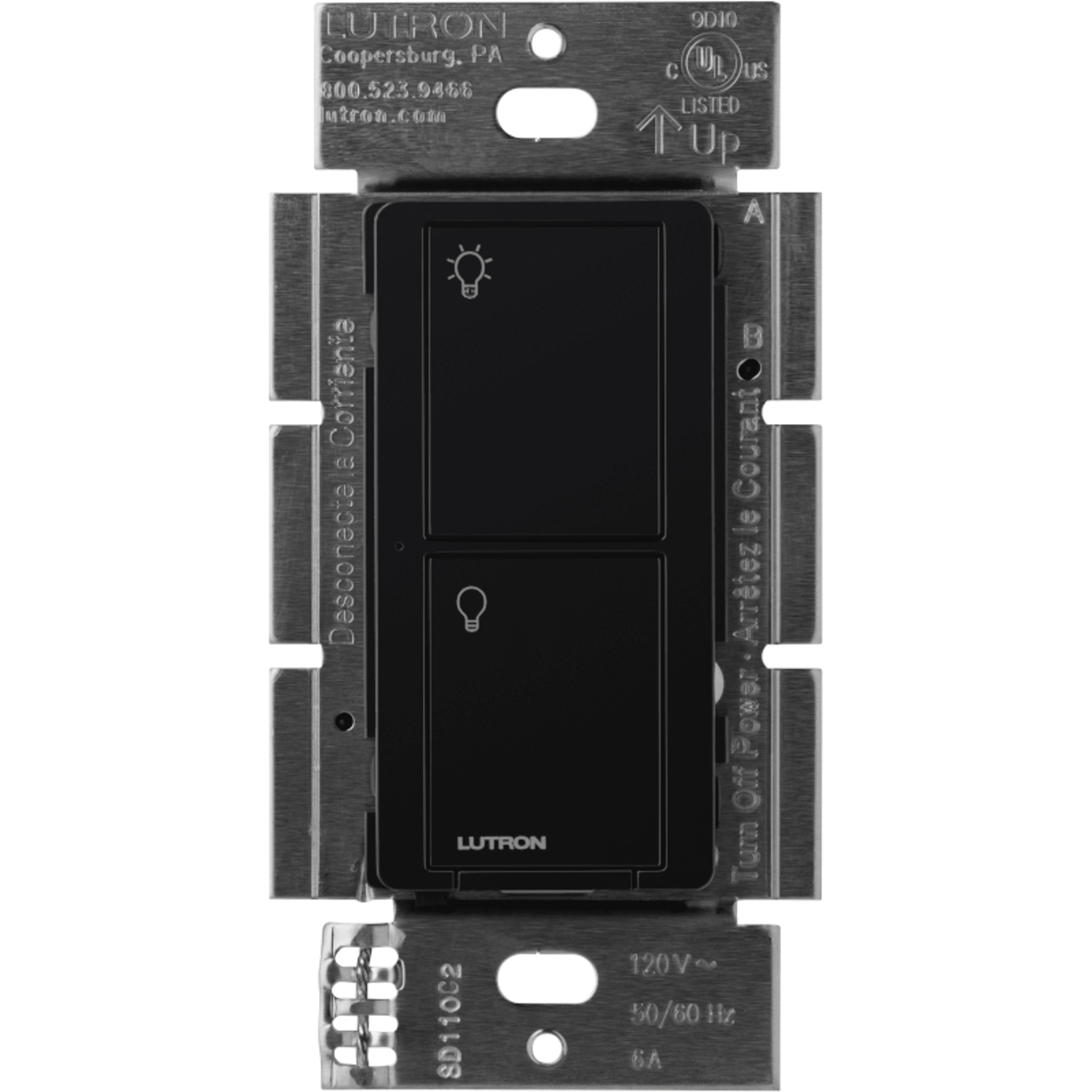 Interruptor Inteligente de Pared / On/Off / 120 V / 6 A LED/CFL / 720 W Incandescente / Control Remoto vía App y Pico / Requiere Neutro — LUTRON CASETA WIRELESS · SKU PD6ANSBL