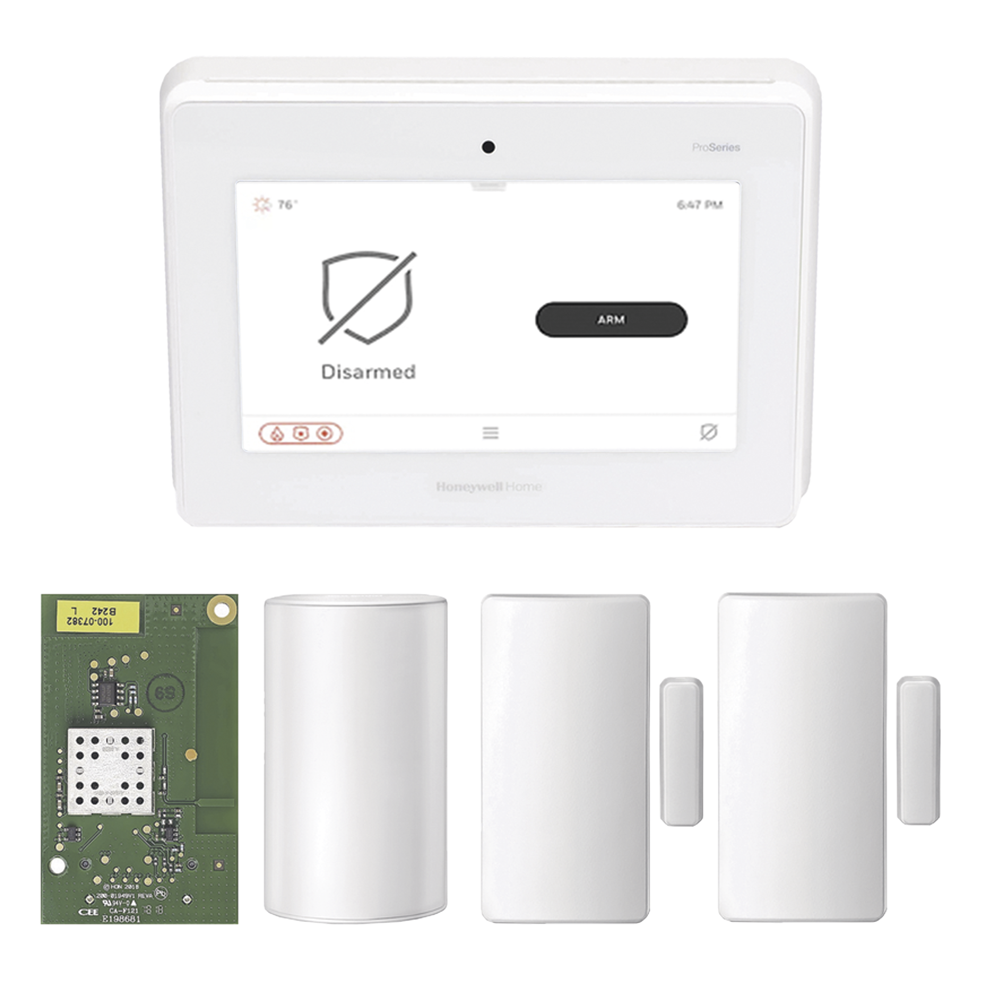 Kit de Panel de Alarma / Pantalla Táctil 7 Pulgadas / Tecnología Inalámbrica SIX / Cifrado AES-128 / Sensor PIR / 2 Contactos Magnéticos / Respaldo de Batería — HONEYWELL HOME RESIDEO · SKU PROA7PMW