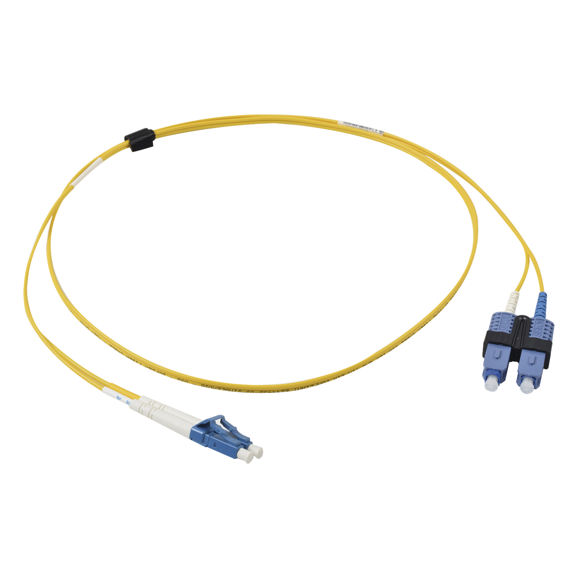 Jumper de Fibra Óptica Monomodo / OS2 / XGLO / Riser / LC/UPC-SC/UPC Duplex / OFNR / Amarillo / 1 Metro (3.28 Pies) — SIEMON · SKU FJ2-LCUSCUL-01