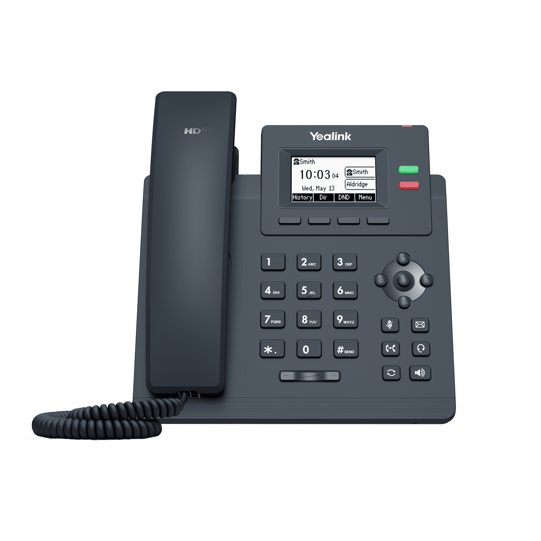 Teléfono IP Empresarial / 2 Líneas SIP / Pantalla LCD 2.3" / Dual Puerto Gigabit / PoE / Voz HD / Conferencia 5 Vías