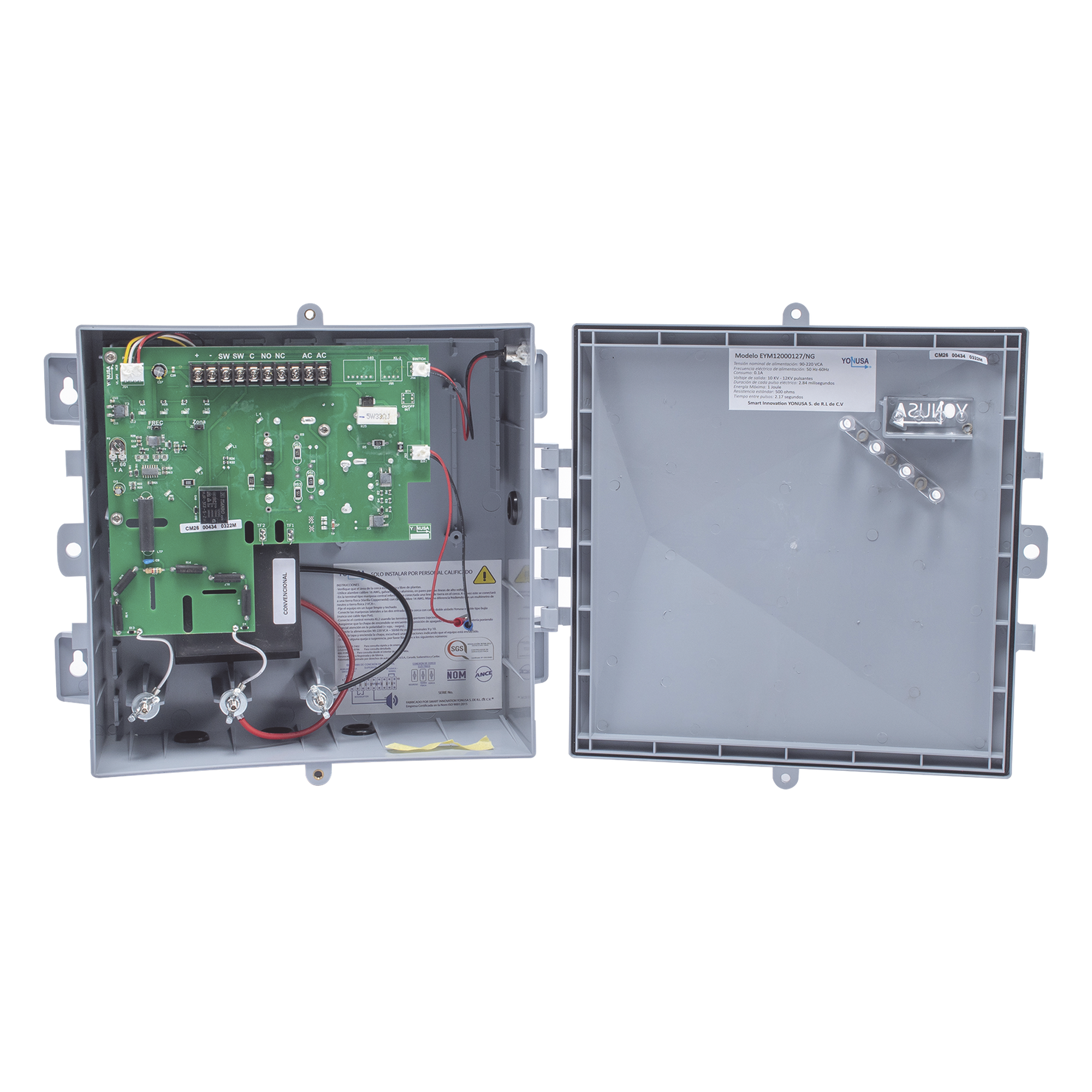 Energizador con tecnología SMT de 12,000Volts-1Joule/ 2500Mts Lineales de Protección / Cercas Electrificadas