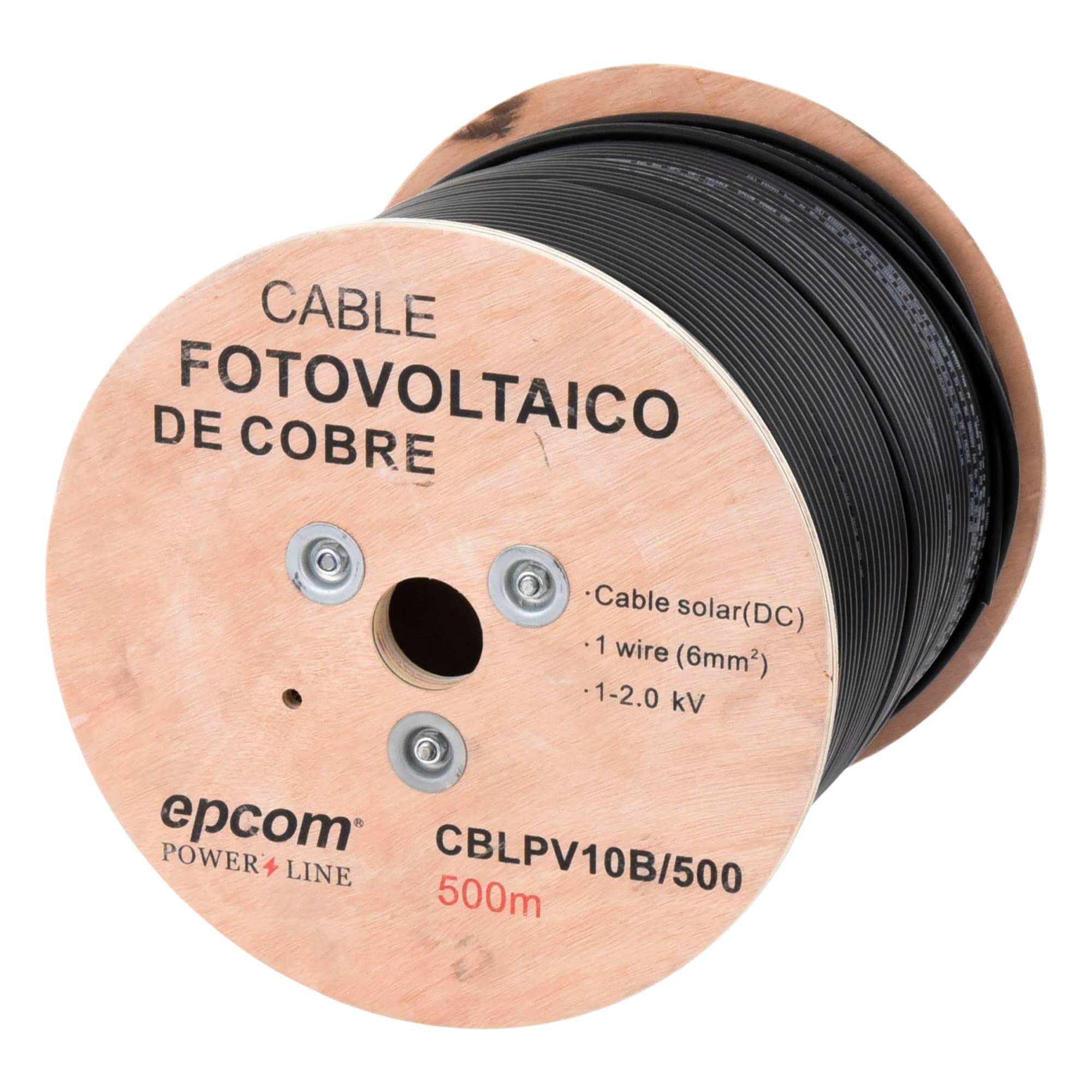 Cable Fotovoltaico / 6 mm² (10 AWG) / 500 m (1640.4 ft) / Cobre Suave / 2000 Vcc / Resistencia UV-Ozono / -40°C a 120°C — EPCOM POWERLINE · SKU CBL-PV-10B/500