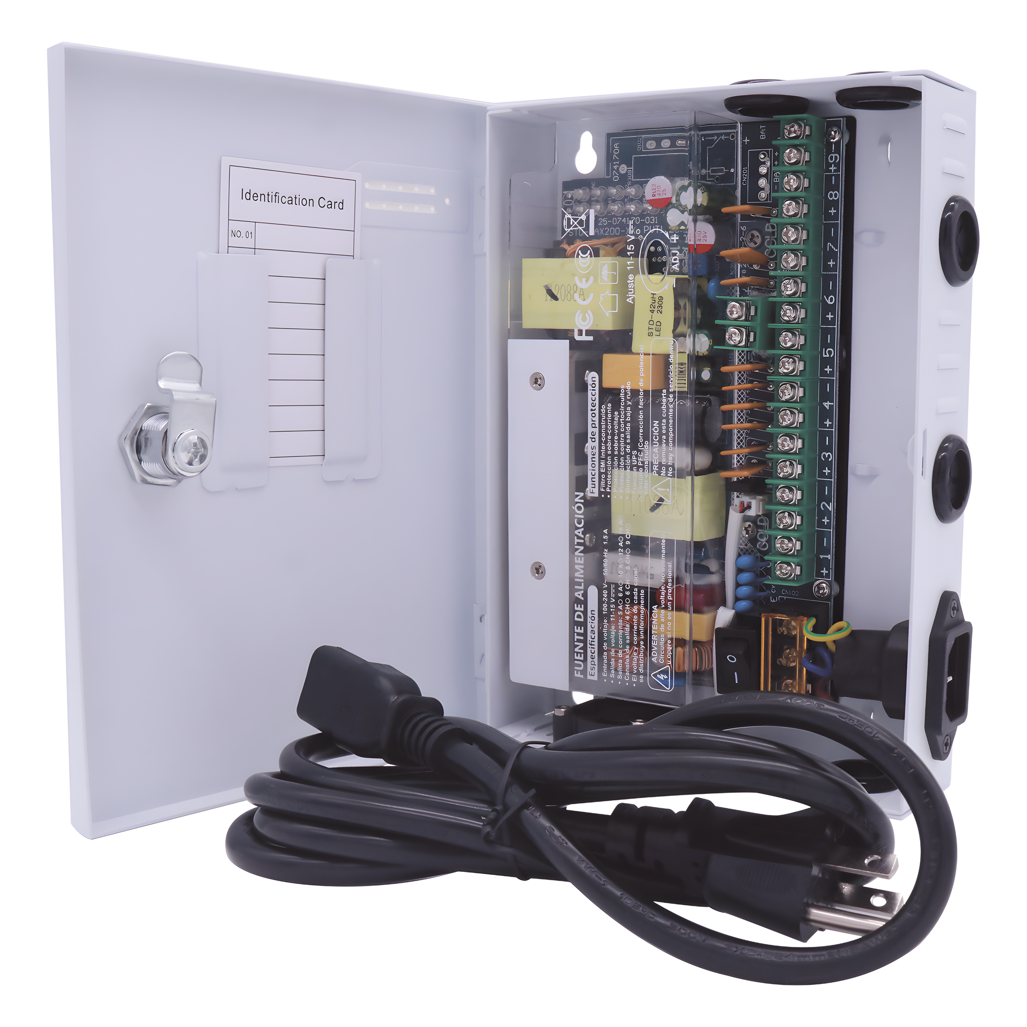 Fuente de Alimentación Profesional / 9 Canales / 16 A Total / 1.8 A por Canal / Voltaje Ajustable 11-15 VCC / 200 W / Operación -20°C a 70°C
