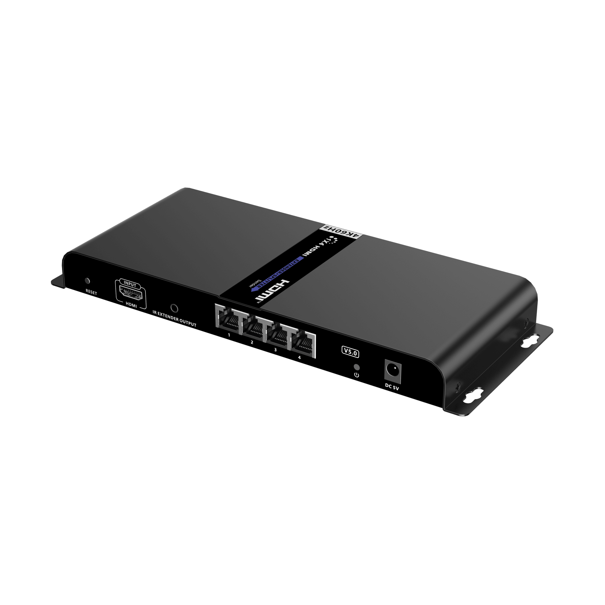 Kit Divisor y Extensor HDMI (Extender Splitter) | Divide 1 Fuente HDMI a 4 Pantallas | Extiende la señal HDMI hasta 120 m | Resolución 4Kx2K @ 60 Hz | Cat 6/6a | Uso 24/7 | Longitud del cable autoajustable 