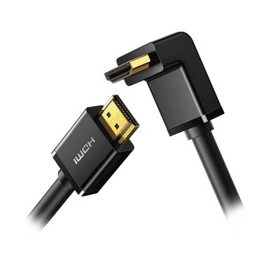 Cable HDMI 2.0 en Ángulo de 90° / 3 Metros (9.84 Pies) / 4K@60Hz / HDR / 3D / HEC (Canal Ethernet HDMI) / ARC (Canal de Retorno de Audio) / CEC / 32 Canales de Audio / HDCP 2.2 / Dolby Atmos / 18 Gbps / Blindaje Múltiple