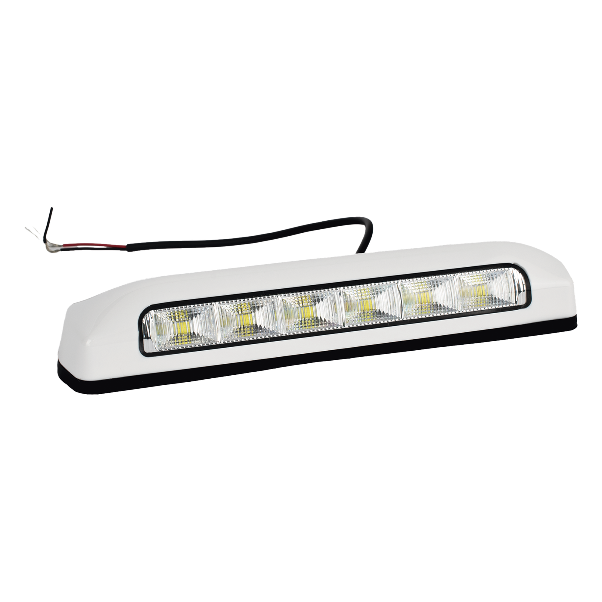 Luz de Escena LED / 6 LED / 75 lm / IP67 / 12-24 VCC / 0.1 A / 203 x 41 x 29 mm / 8 x 1.6 x 1.1 in / -30°C a +50°C / Bisel Blanco