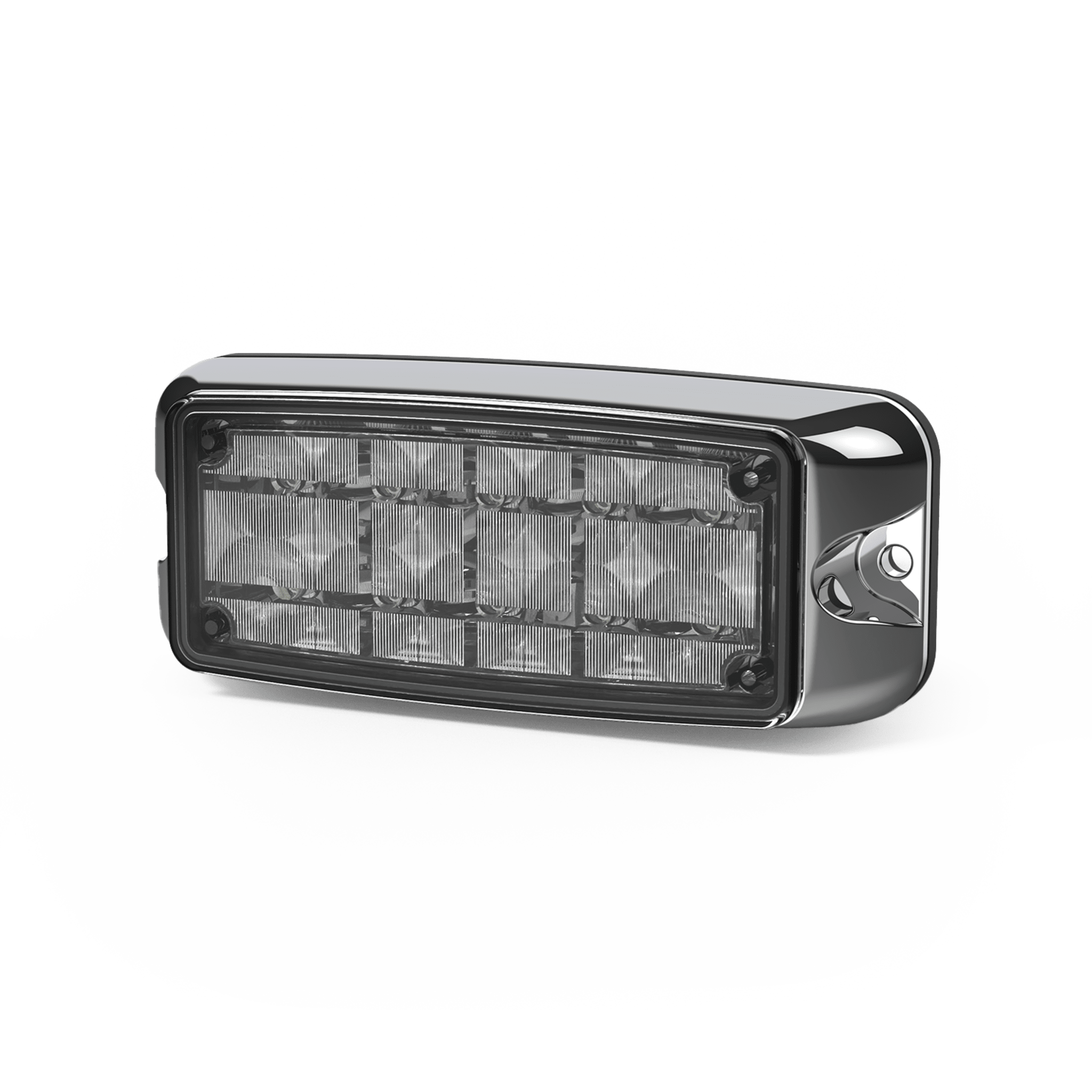 Luz de Advertencia LED / Montaje en Superficie / Rojo/Azul / 10 LEDs / 12-24 VDC / Bisel Cromado / IP Resistente — ECCO · SKU CD4080RB 