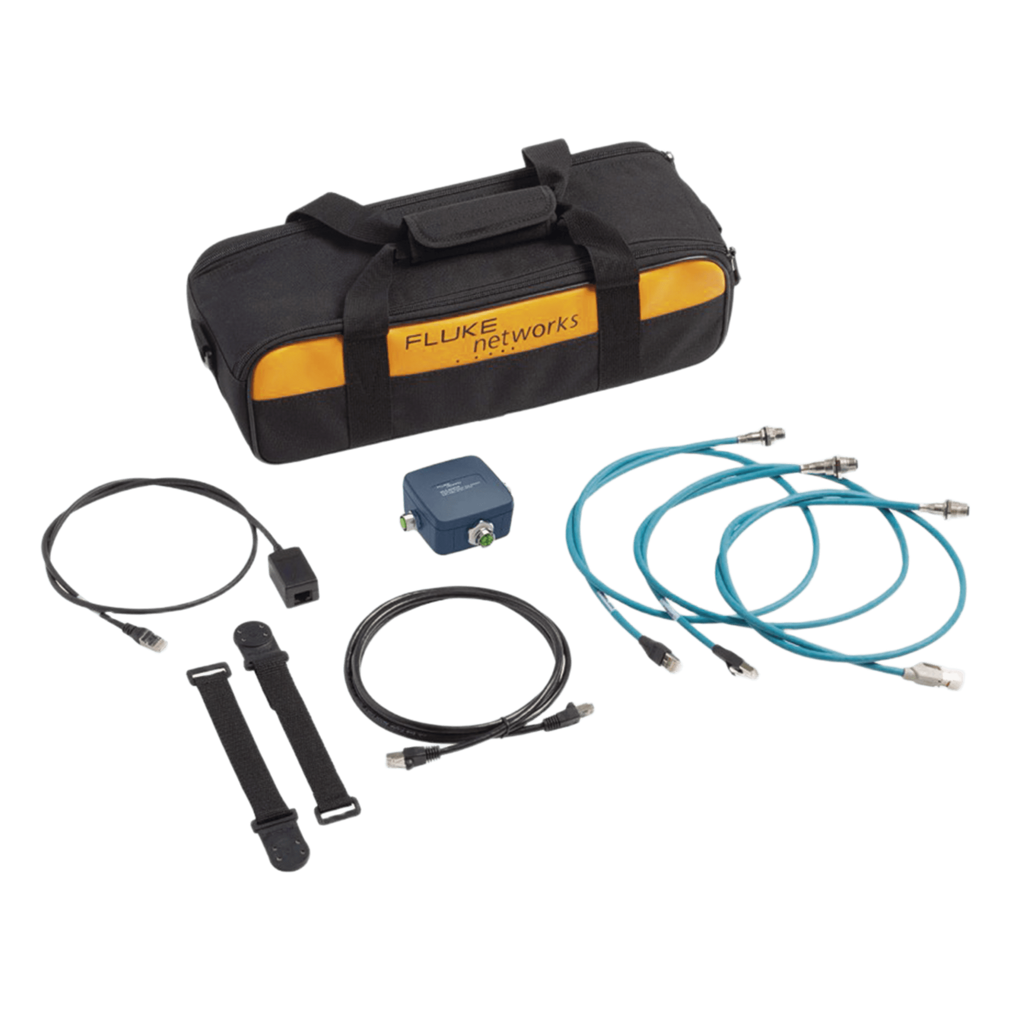 Kit de Adaptadores de Conexión Industrial / Compatible con Verificadores de Cableado / Incluye Patch Cords Cat6A, M12X y M8D — FLUKE NETWORKS · SKU MS-IE-ADAPTERSET
