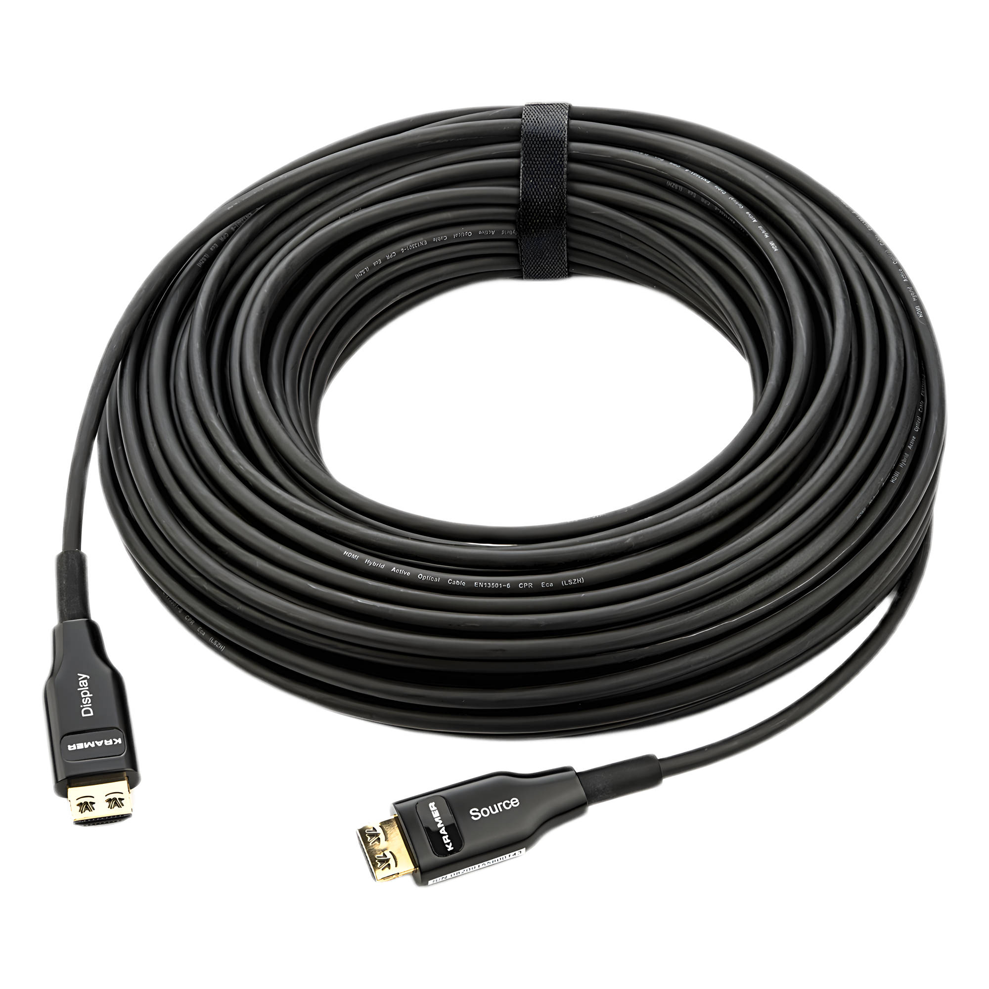 Cable HDMI Óptico Activo Híbrido / 4K@60Hz / 18 Gbps / Fibra OM3 + Cobre / 30 m (98.4 ft) / HDCP 2.2 — KRAMER · SKU CLS-AOCH/60F-98