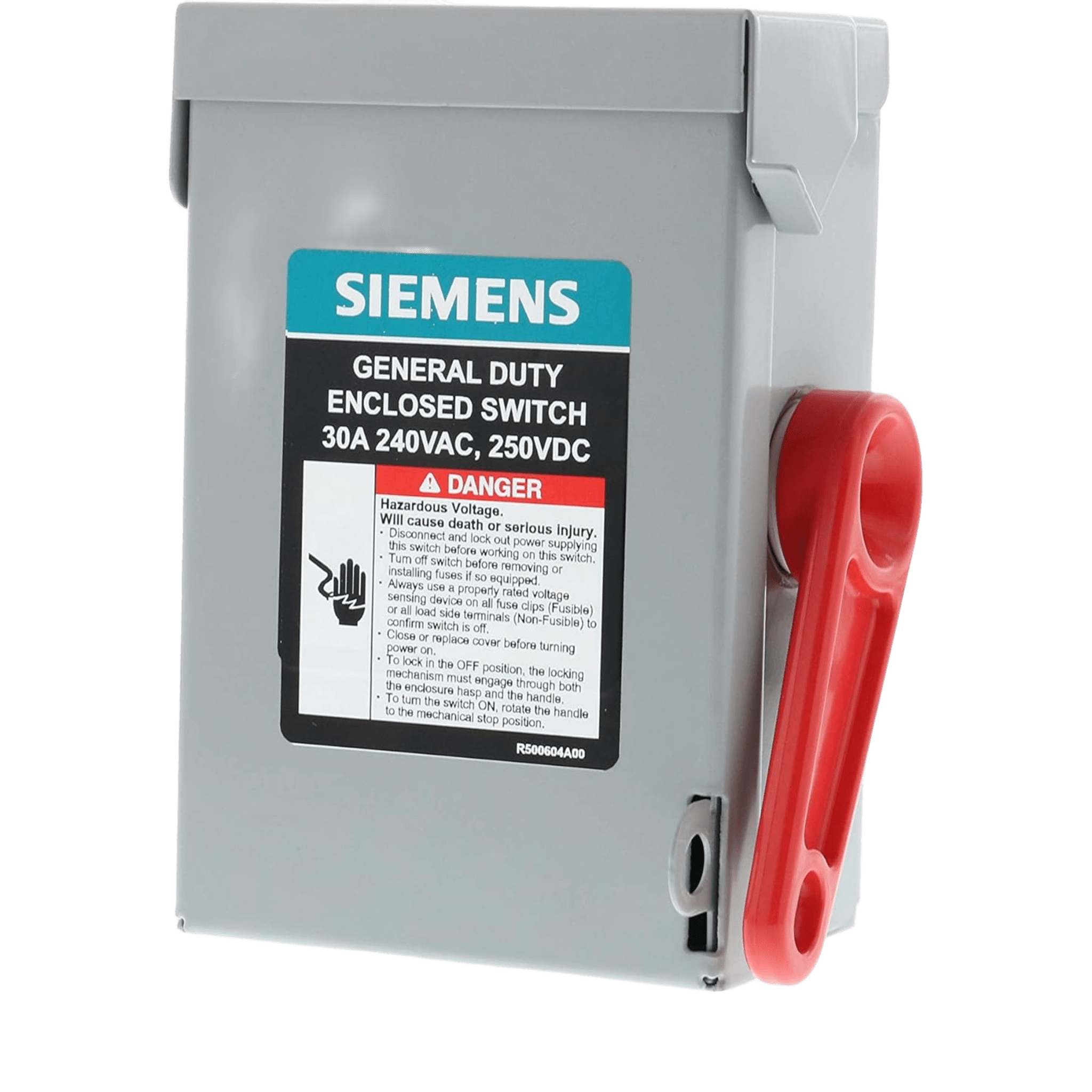 Interruptor de Seguridad / 240Vca / 3 Polos / 30 Amp / NEMA 1 / Sin Portafusibles / 0.91 kg — SIEMENS · SKU GNF321A