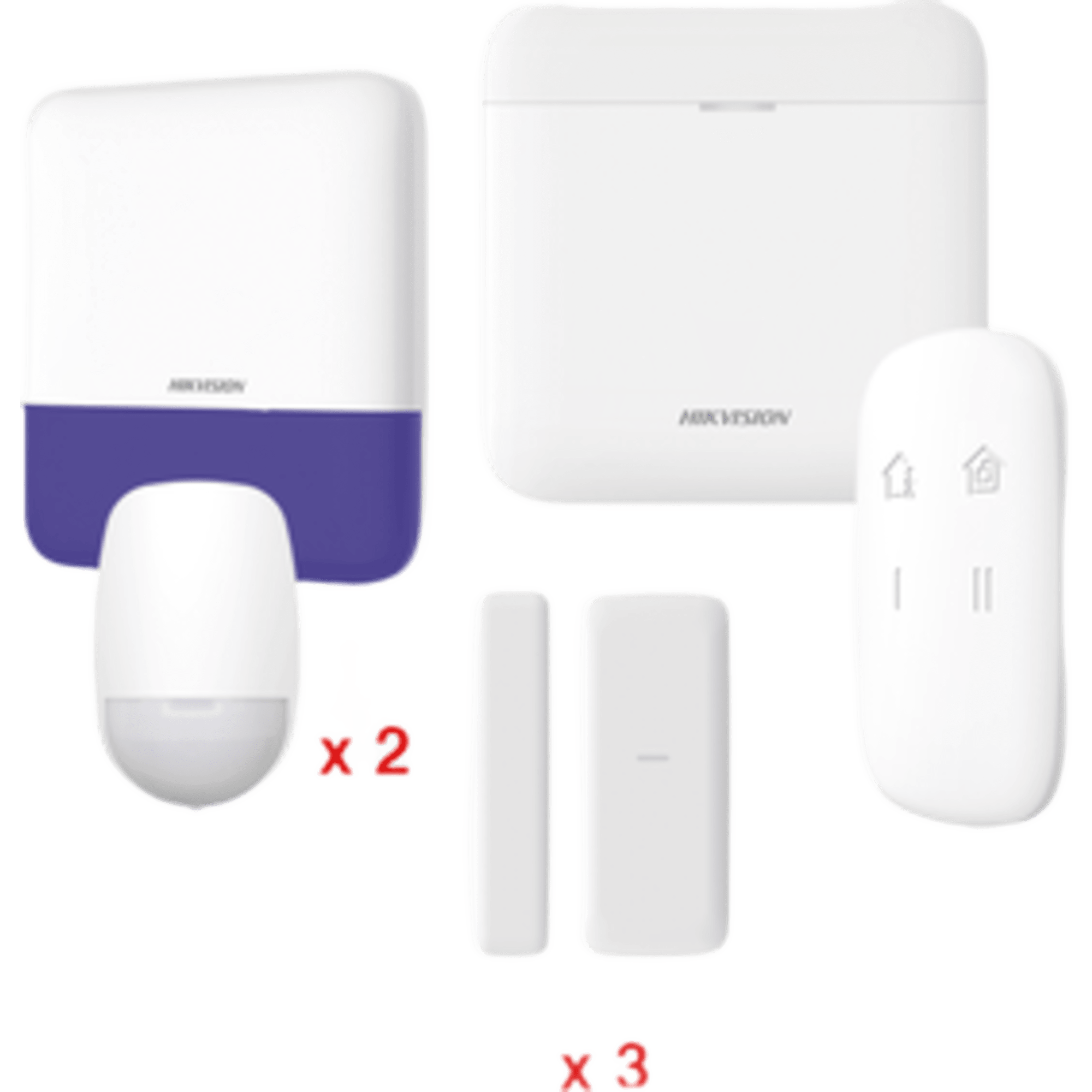 (AX PRO) KIT de Alarma AX PRO / Incluye: 1 Hub con batería de respaldo / 2 Sensores PIR / 3 Contactos Magnéticos mini / 1 Control Remoto / 1 Sirena Inalambrica Exterior  / WiFi / Compatible con Hik-Connect P2P