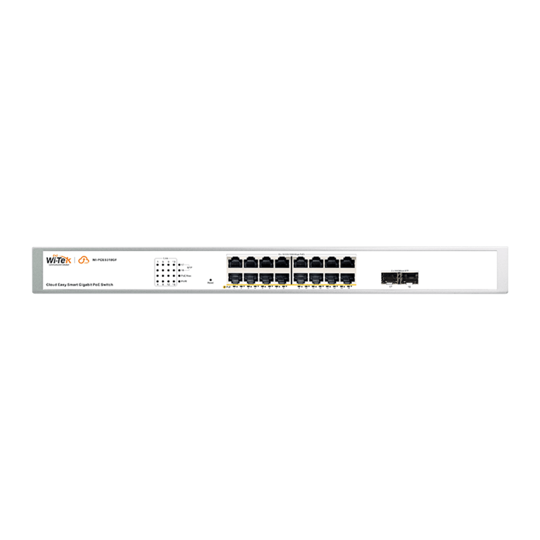 Switch Administrable PoE  / 16 puertos PoE af/at Gigabit /  2 x SFP Gigabit / Administración Cloud Gratuita / Presupuesto 240 W