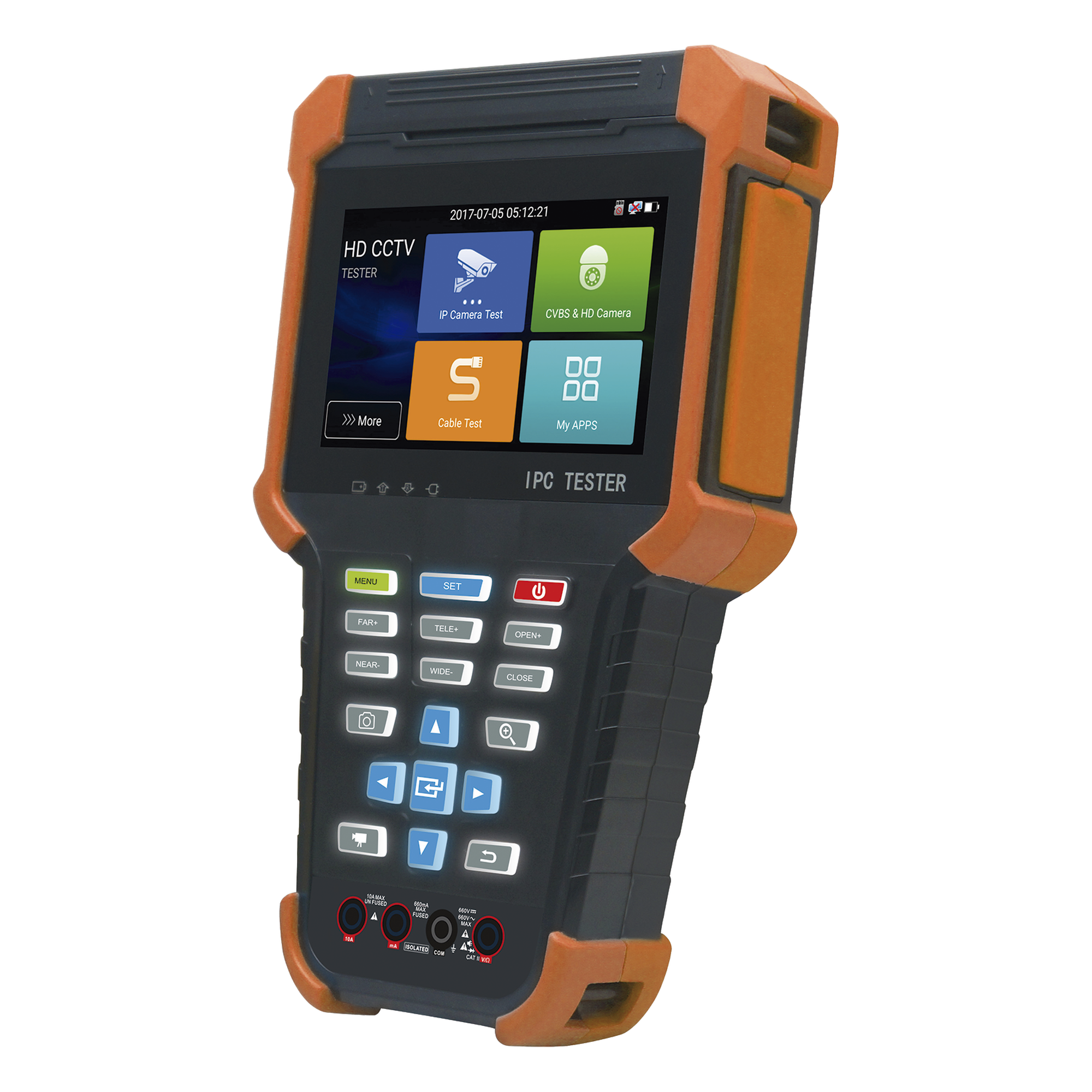 Tester de Video Profesional / Pantalla Táctil IPS 4" / 4K / H.265/H.264 / PoE 48V / Wi-Fi / Multímetro Digital / TDR RJ45 / Batería 4000 mAh — EPCOM · SKU EPMONTVI4KLITE