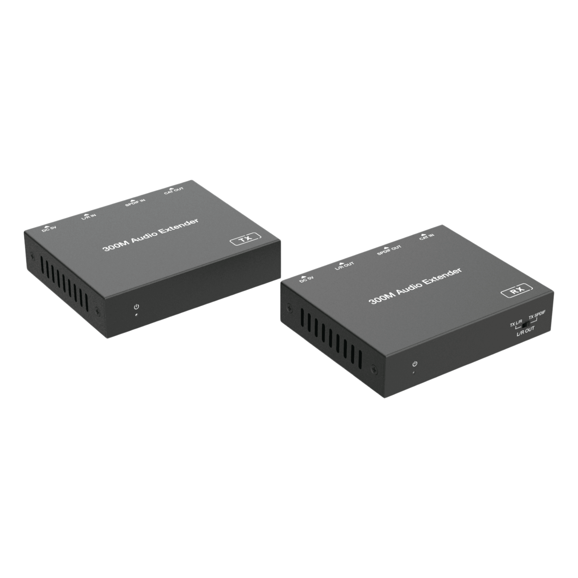 Extensor de Audio | Digital Óptico y Analógico | Transmisión hasta 300 m | Soporte 48/96/192 kHz | Selección de salida en receptor | Función POC bidireccional | Plug-and-Play | Ideal para HDTV, AVR y sistemas multizona
