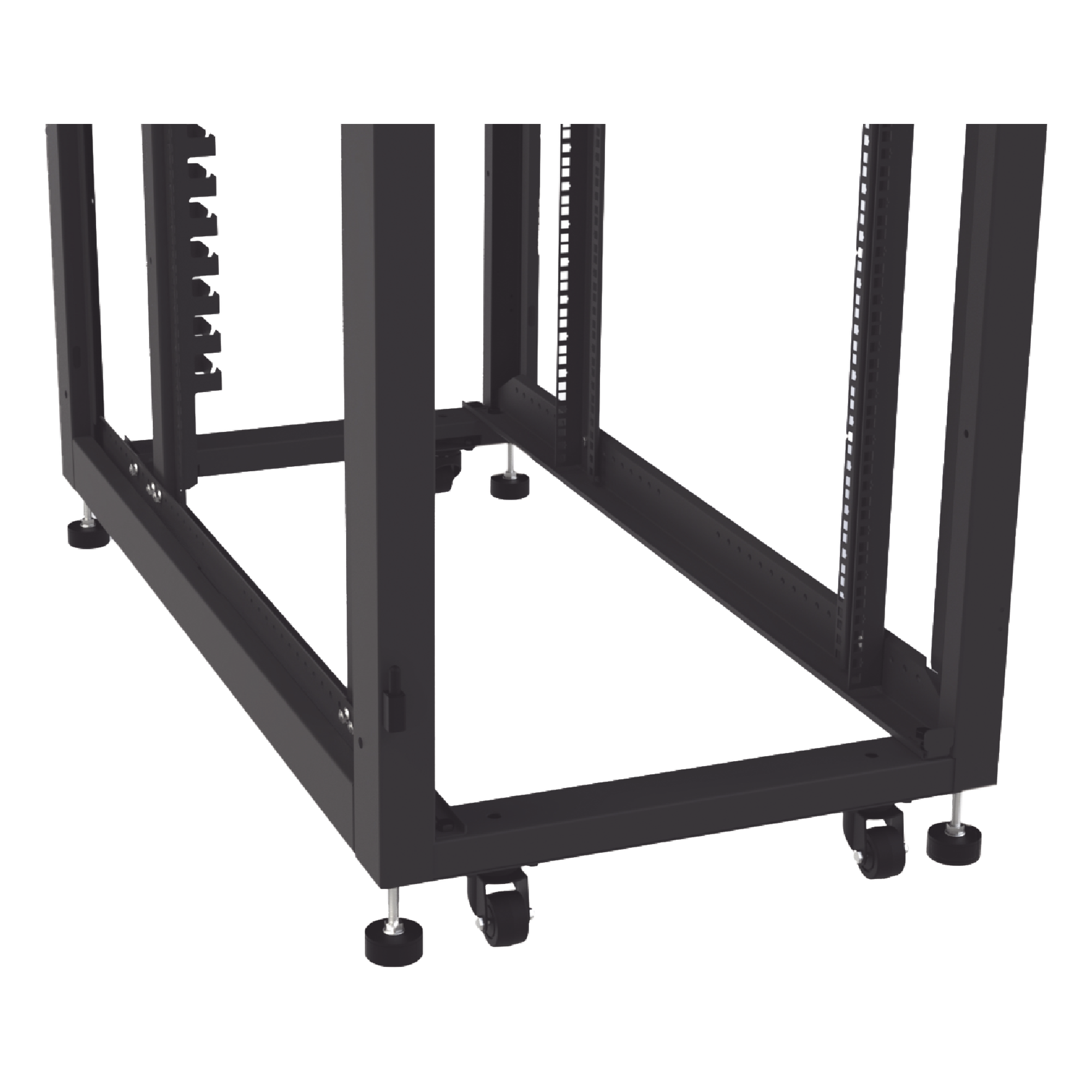Gabinete de Piso para Telecomunicaciones / 45 UR / 1200 mm (3.94 ft) Profundidad / Carga 1300 kg / Puerta con Cristal Templado / 4 Postes Ajustables