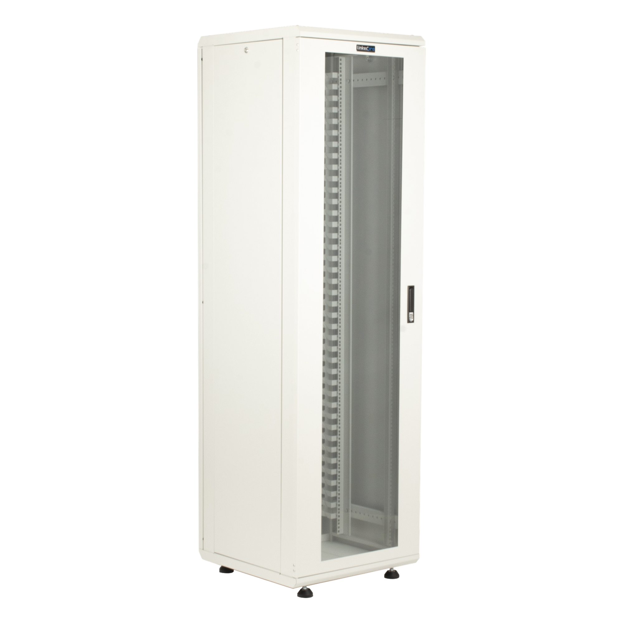 Gabinete Rack de Piso / 42 Unidades / 19 Pulgadas / Carga 1000 kg / Puerta Cristal Templado / Ventilación Superior