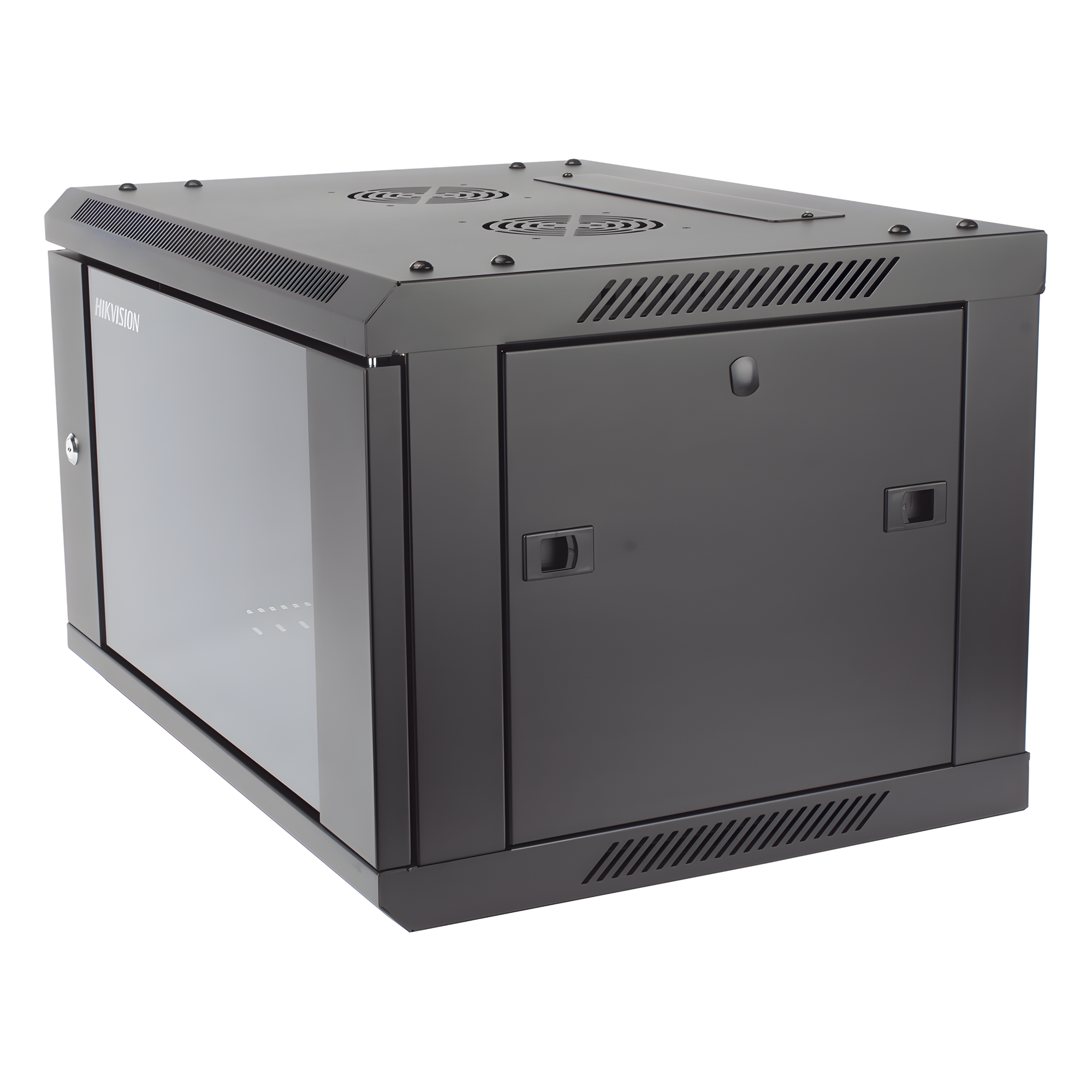 Gabinete de Montaje / 6 Unidades de Rack / 19" / Carga 40 kg / Puerta Cristal Templado / Pared o Piso / 600 x 368 x 450 mm (23.6 x 14.5 x 17.7 in) — HIKVISION · SKU DS-XS6406-S/B