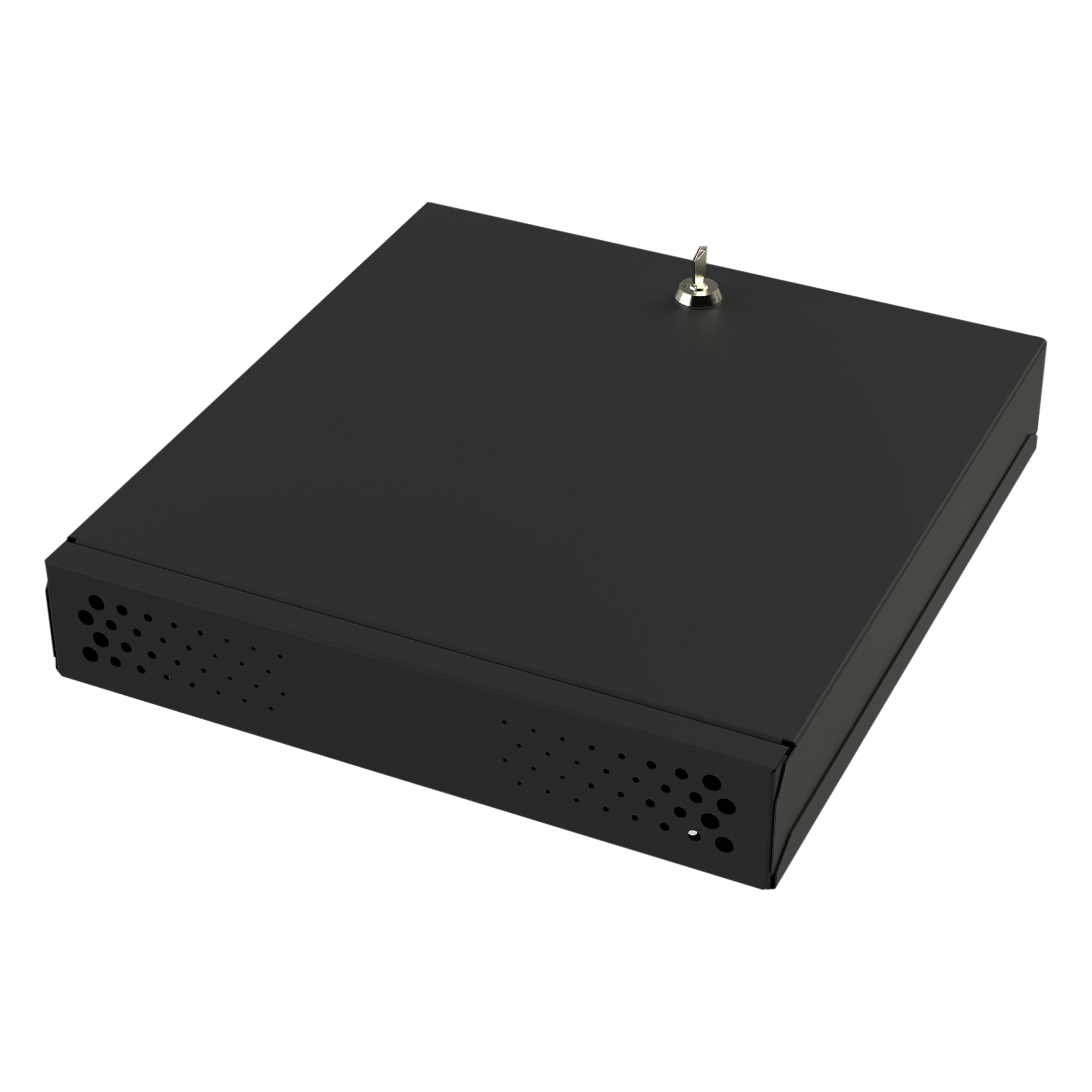 Gabinete Metálico para DVR/NVR / Acero Calibre 20 / Tapa Superior Desmontable / Doble Ventanilla Frontal / Chapa de Seguridad con Llave / Fijación Escritorio o Pared — EPCOM INDUSTRIAL · SKU GABVID2R3
