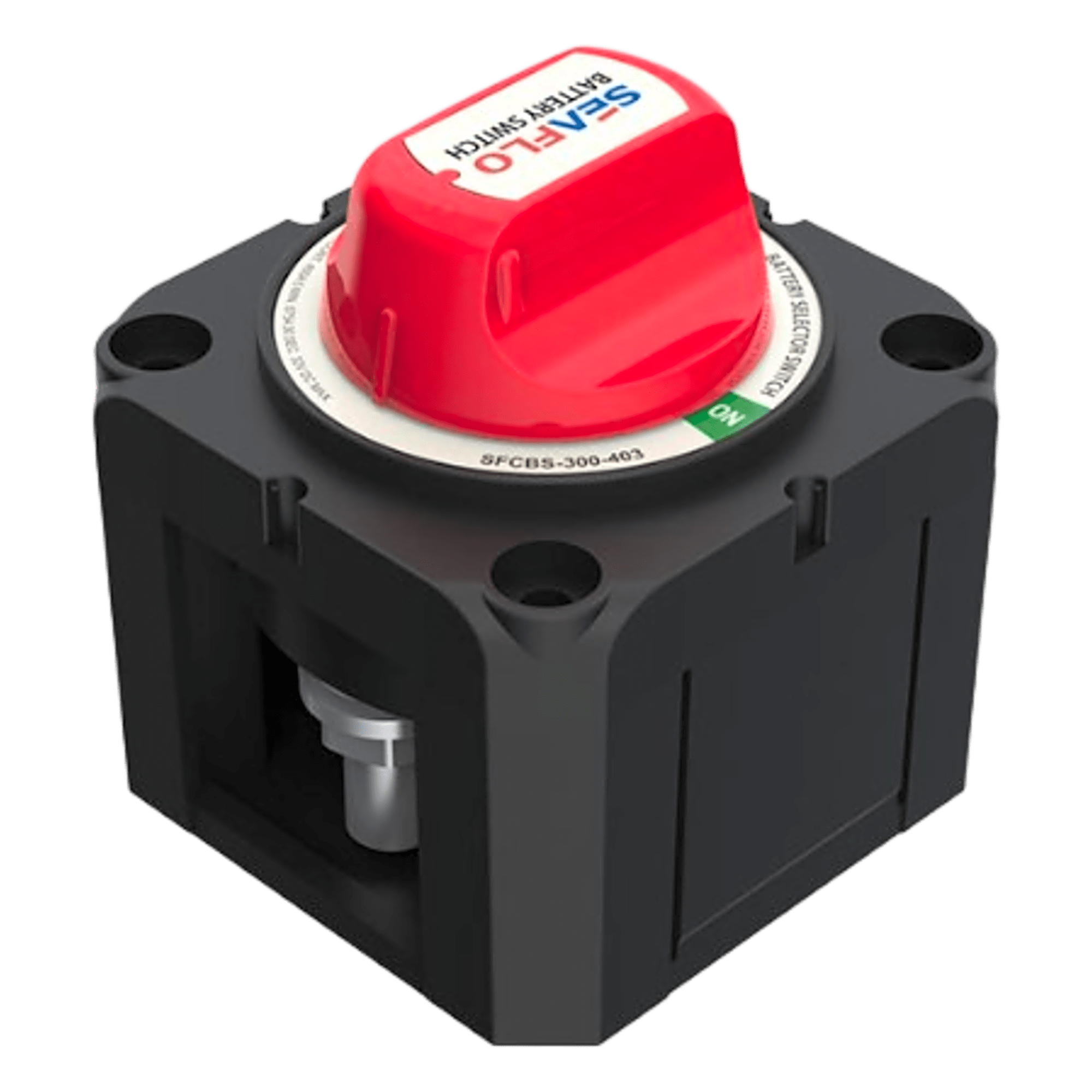 Interruptor de Desconexión de Batería / Monocircuito ON-OFF / 275A DC Continuo / 900A DC Arranque / IP68 / Terminales M10 (3/8') — SEAFLO · SKU SFCBS-300-202