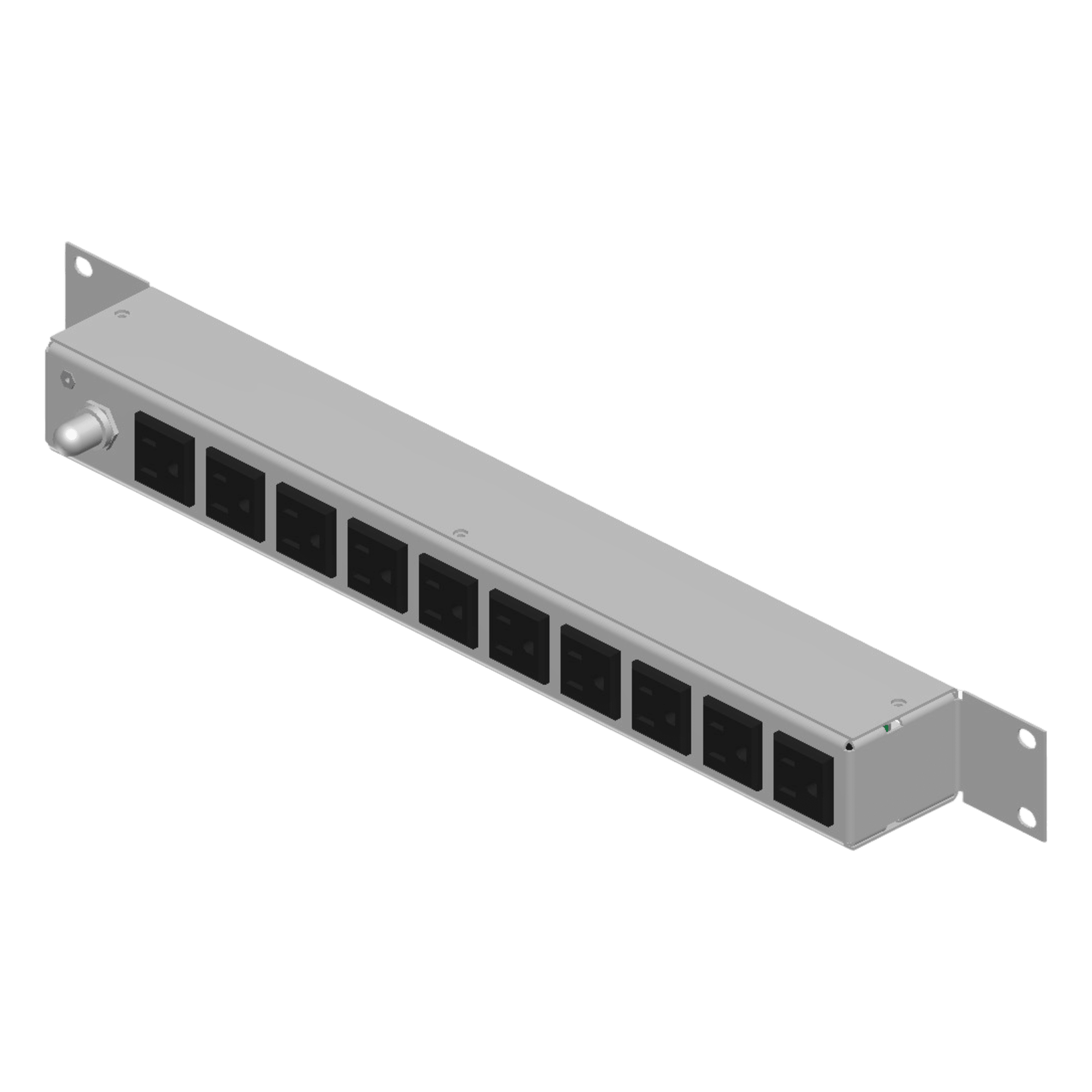 PDU Horizontal / 10 Tomas NEMA 5-15R / Rack 19 in 1UR / 120Vca 15A / Reestablecedor 15A / Cable 2.5 m (8.2 ft) / Acero Rolado en Frío — LINKEDPRO · SKU HTCM-1U-10CW
