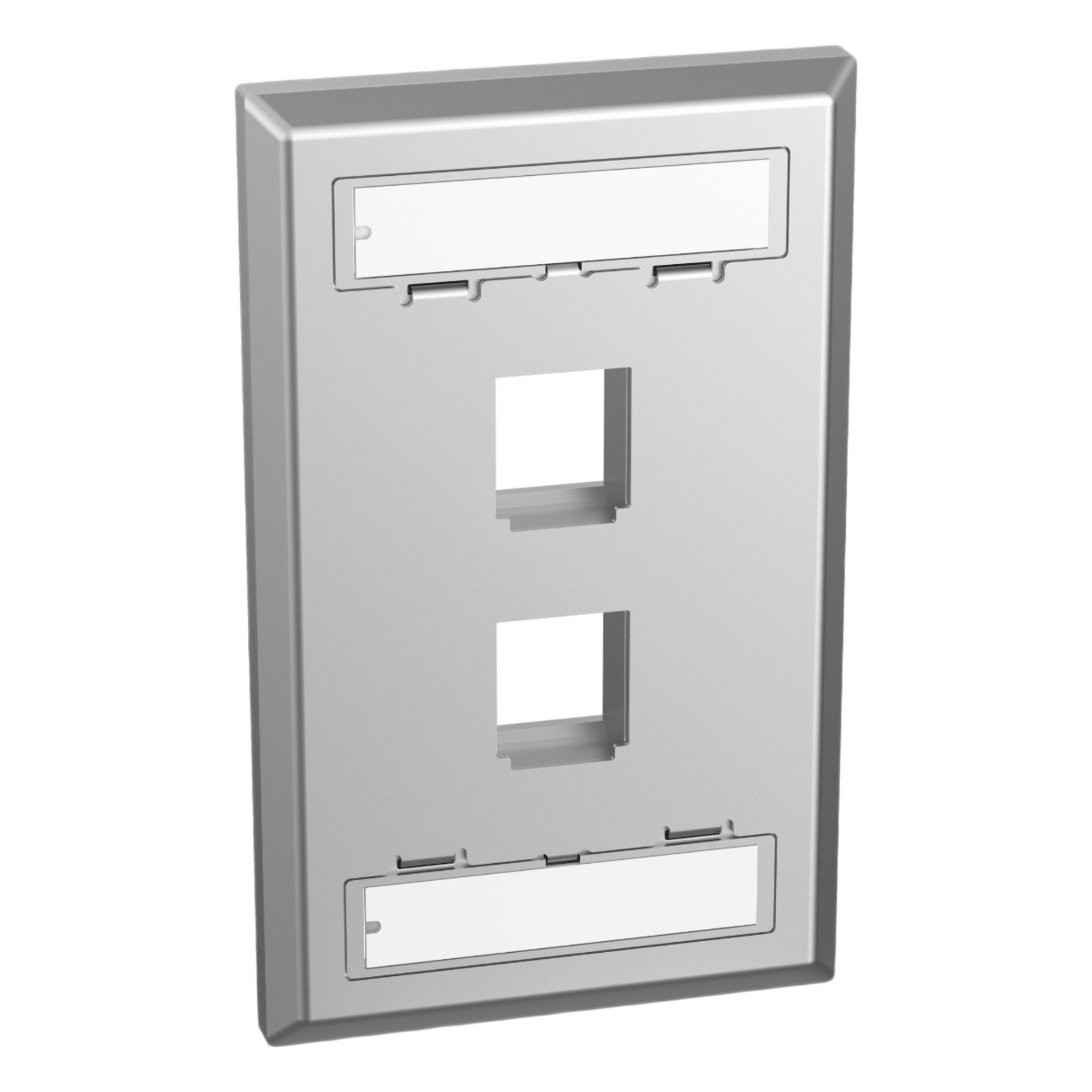 Placa de Pared Vertical / 2 Puertos Keystone / Acero Inoxidable / Estilo Plano / Con Etiquetas — PANDUIT · SKU NKF2S