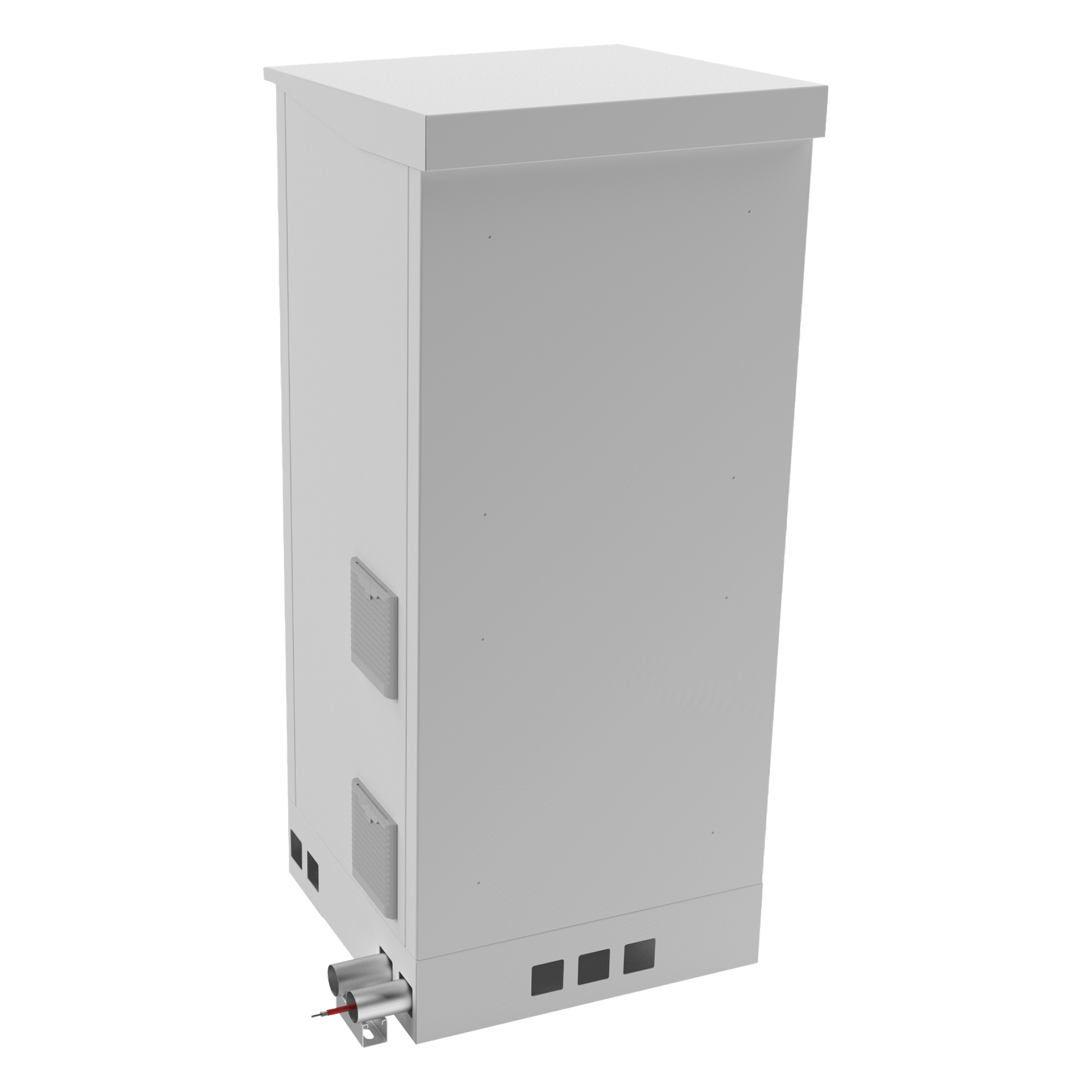 Gabinete de Piso Exterior / Rack 19" 16 U / Ventiladores con Termostato / IP-54 / Espacio para 2 Baterías / 110 VCA / 600 x 1429 x 5 mm