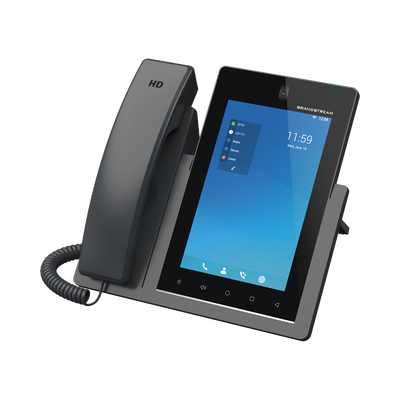 Teléfono IP Android 11, 16 líneas SIP con 16 cuentas, pantalla táctil  7", puertos Gigabit, Wi-Fi, Bluetooth, PoE, codec Opus, IPV4/IPV6 con gestión en la nube GDMS
