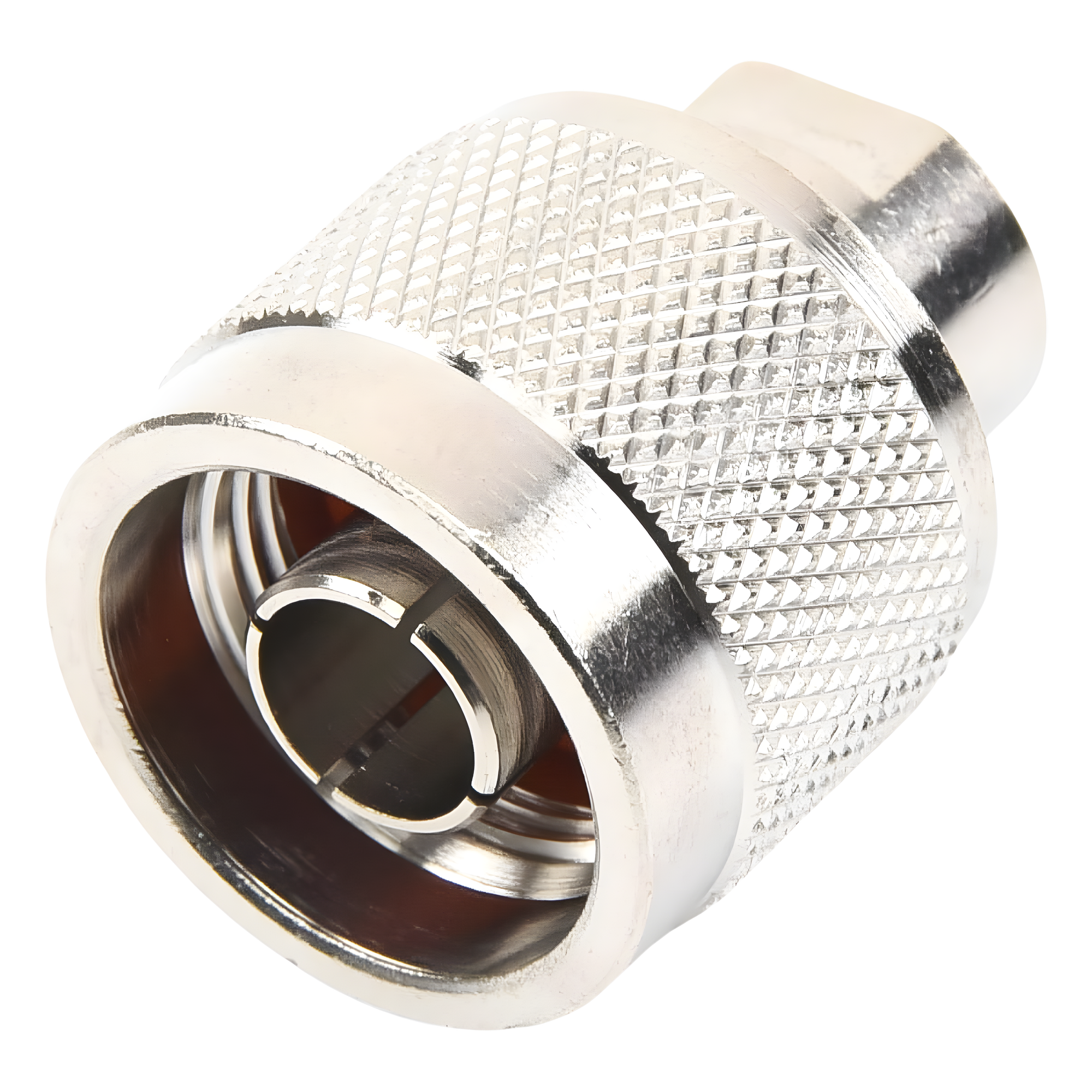 Conector Coaxial N Macho / Anillo Plegable / RG-174/U, Belden 8216 / Bronce Niquelado / Contacto Oro