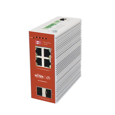 Switch L2+ PoE Industrial / Administración Cloud-Web-CLI / 4 Puertos PoE af/at 100/1000 Mbps / 2 Puertos SFP Gigabit / Presupuesto PoE 120 W / Protocolo ERSP (redundancia enlaces)
