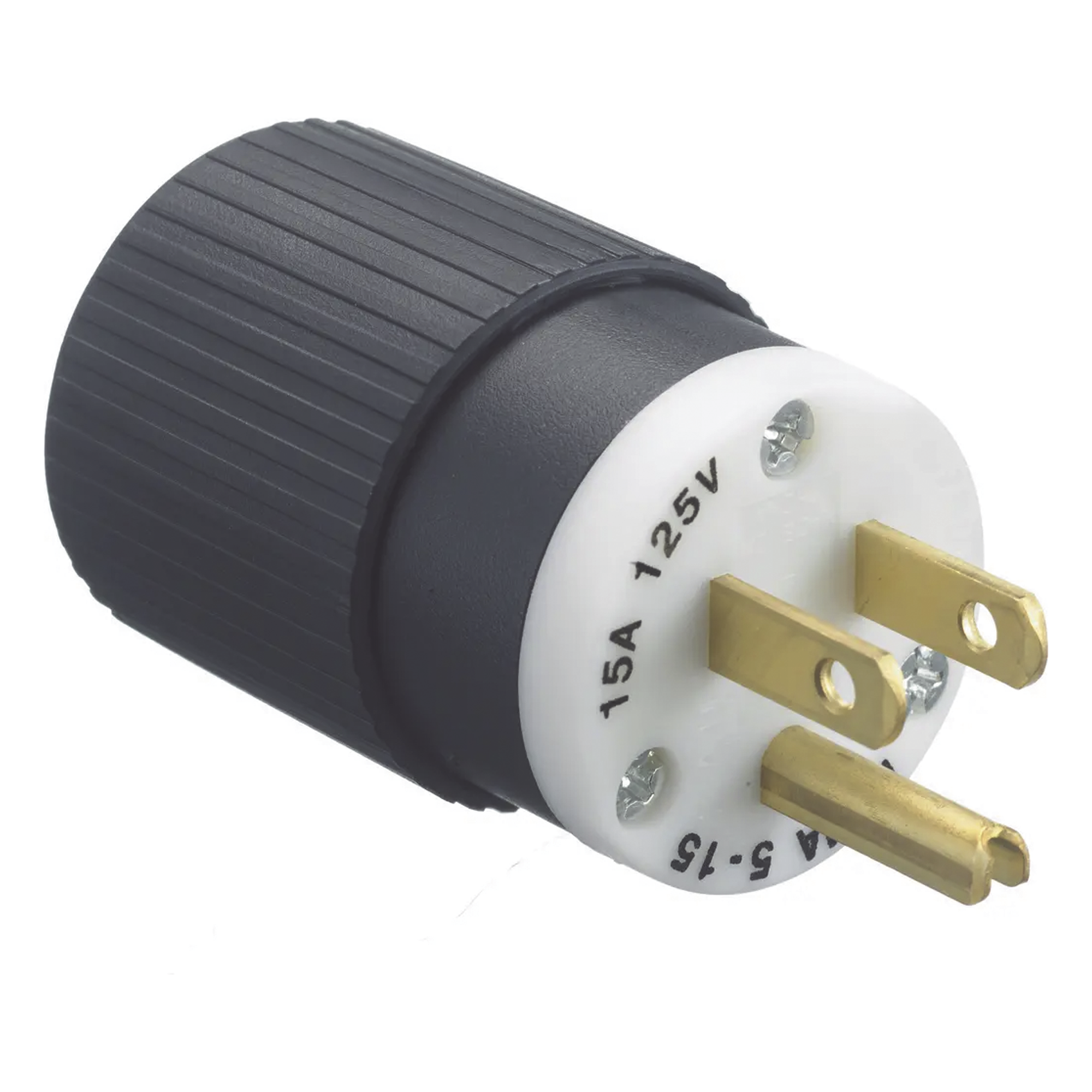 Clavija Negra 15 A 125 V CA 2 Polos 3 Hilos (NEMA 5-15P).  