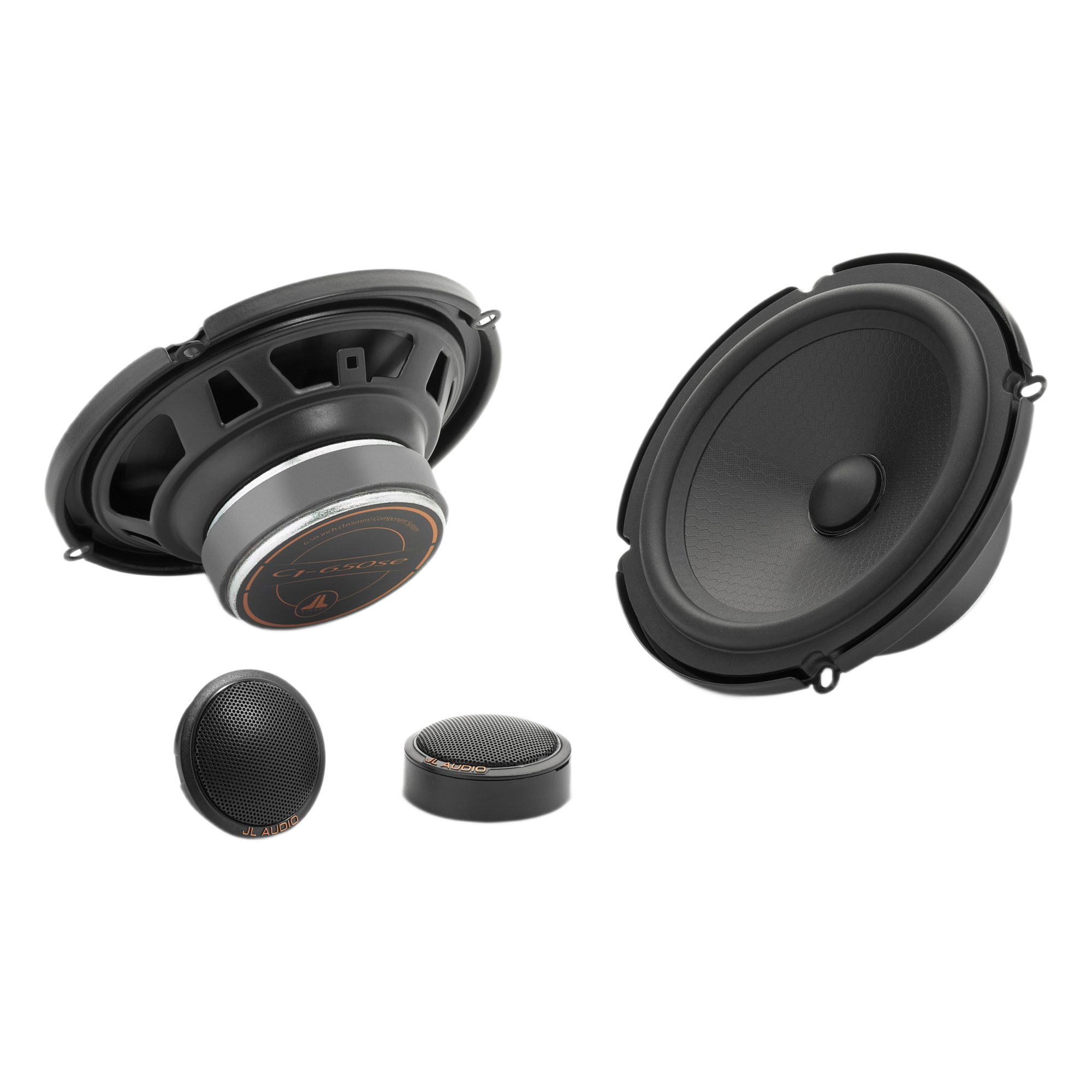 Componentes de Audio Automotriz / 6.5 Pulgadas / 2 Vías / 50 W RMS / 4 Ω / Tweeter Aluminio 25 mm / Rejillas Incluidas — JL AUDIO · SKU 10-03192-00